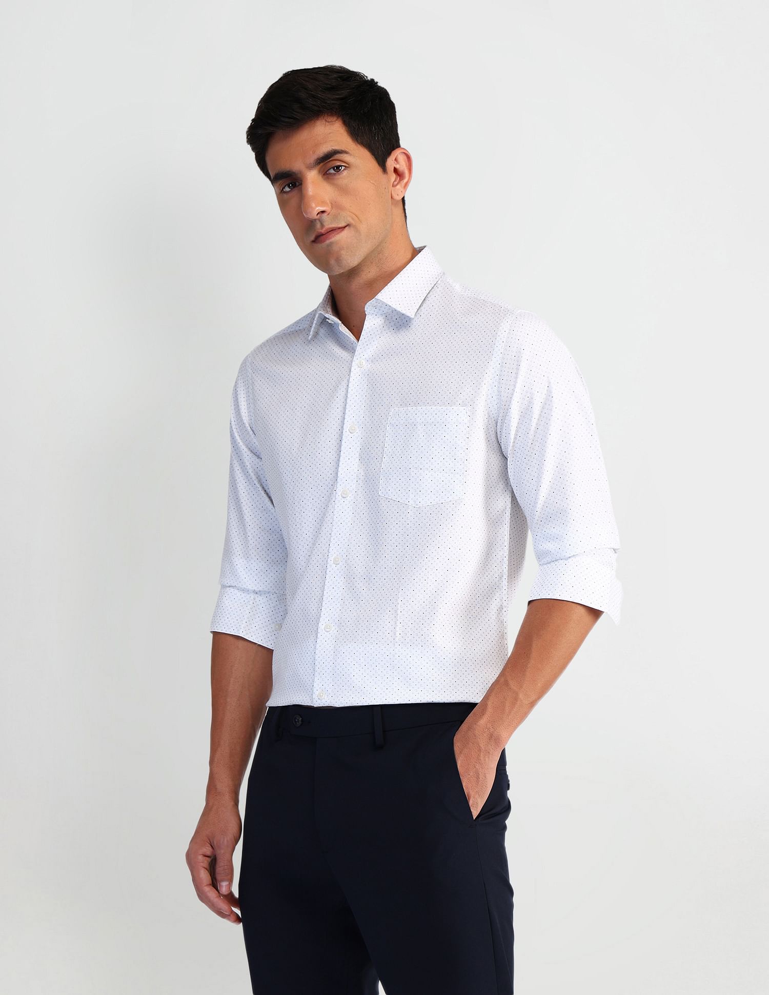 Arrow Geometric Printed Manhattan Slim Fit Shirt