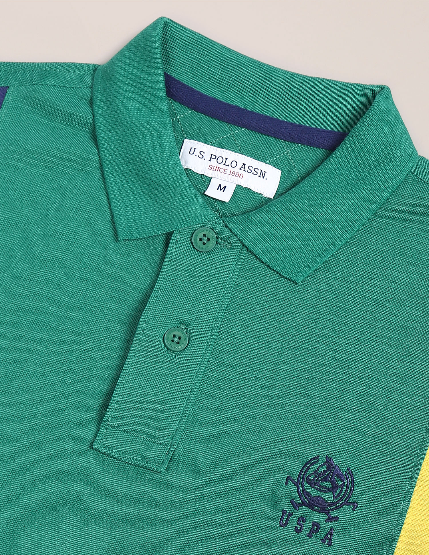 U.S. Polo Assn. Colour Block Cotton Polo Shirt, Green (M)