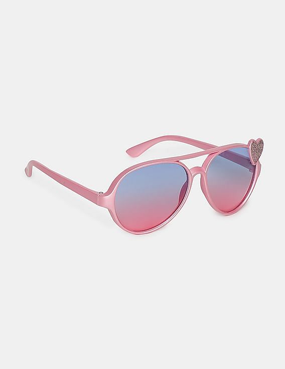 Buy The Children S Place Girls Light Pink And Blue Heart Accent Round Frame Sunglasses Nnnow Com