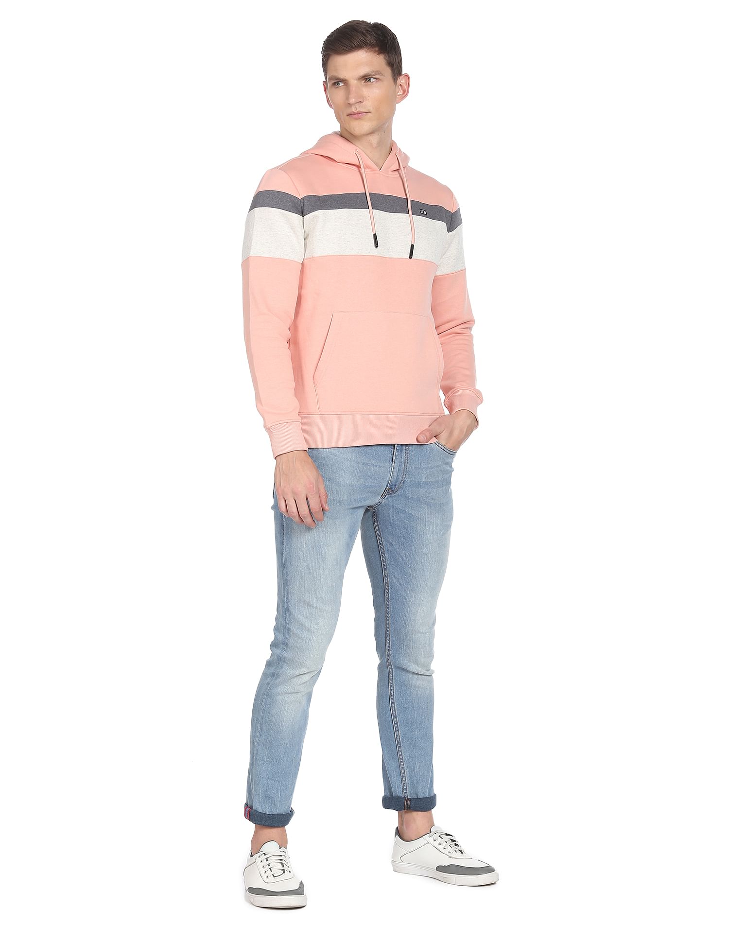 Arrow Sports Colour Block Hooded Sweatshirt