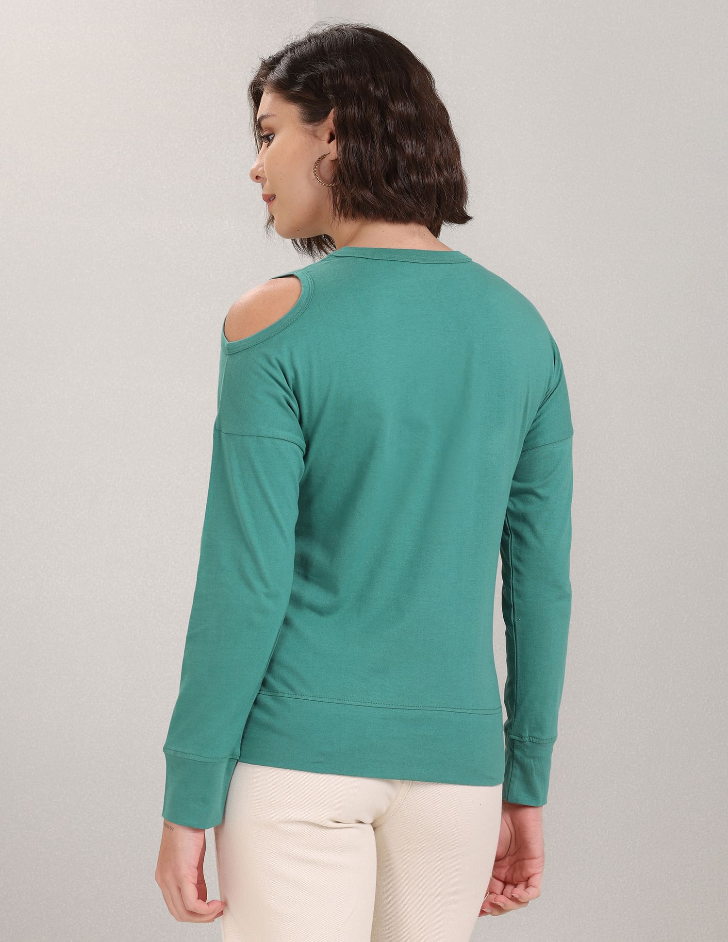 U.S. Polo Assn. Women Cut Out Shoulder Solid Top