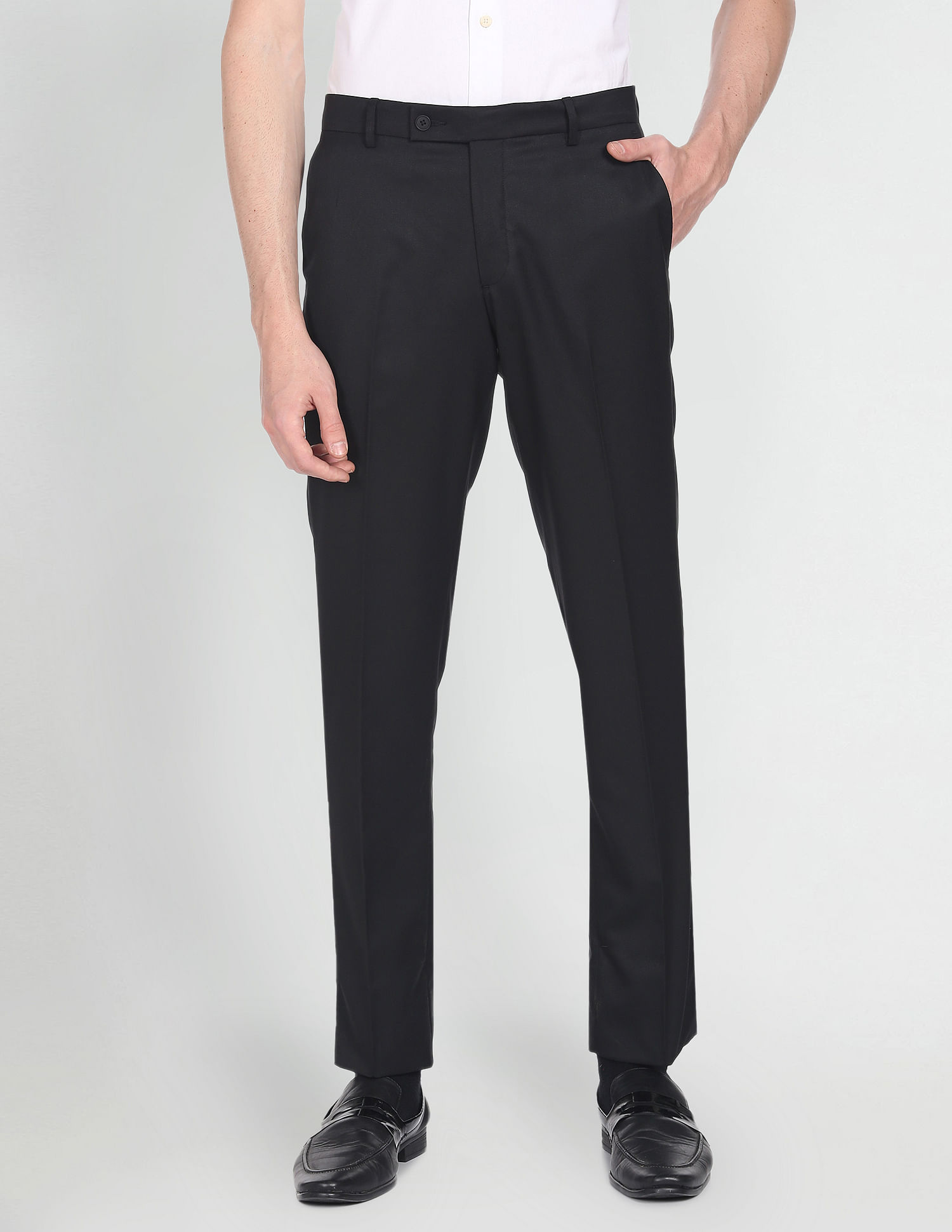 Buy Arrow Self Design Tailored Fit Formal Trouser - NNNOW.com
