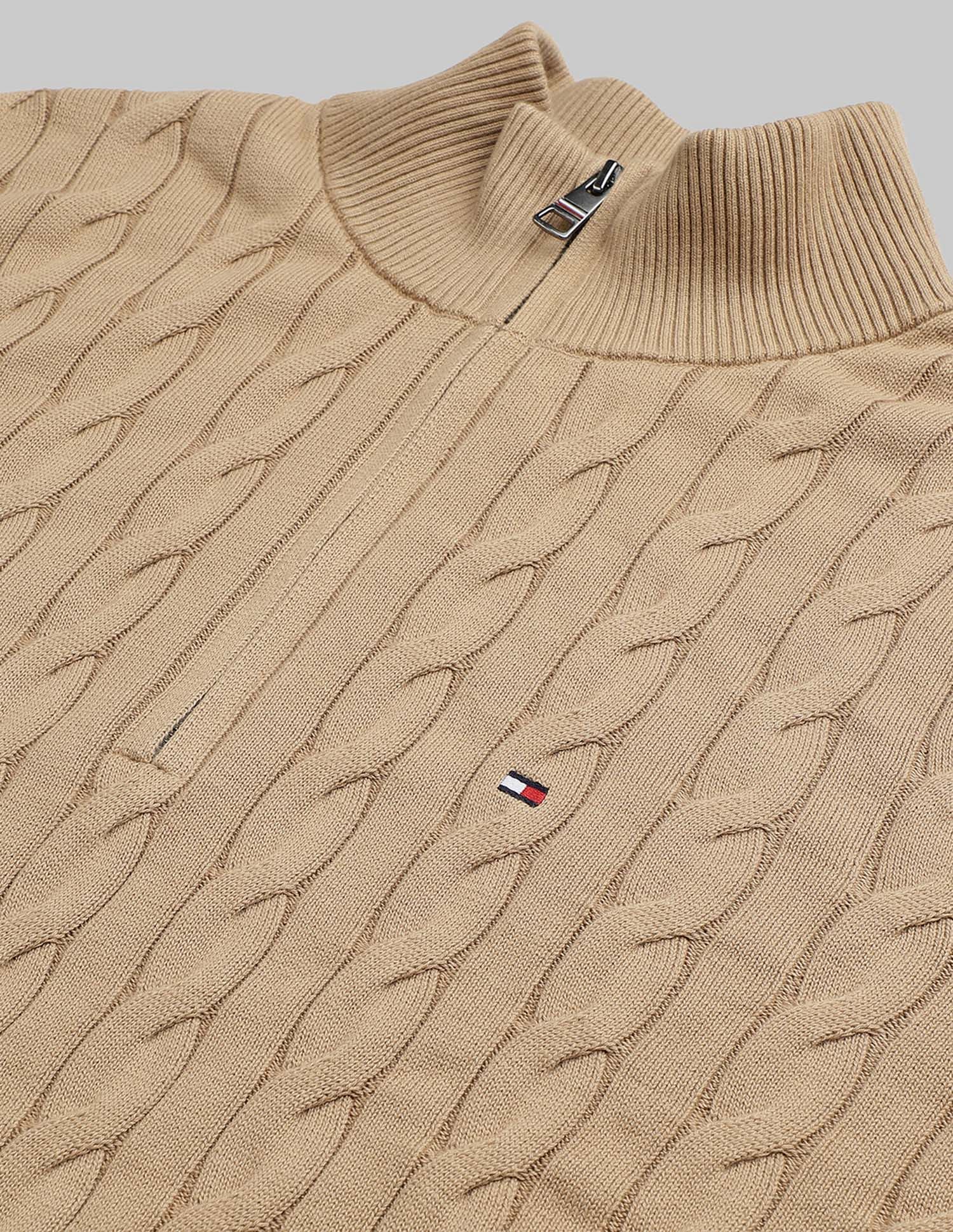 Tommy Hilfiger Classic Cotton Cable Zip Mock Sweatshirt