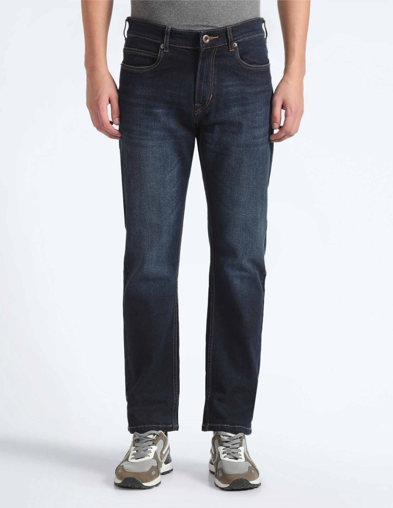 Flying Machine Dark Wash F-Jango Straight Fit Jeans