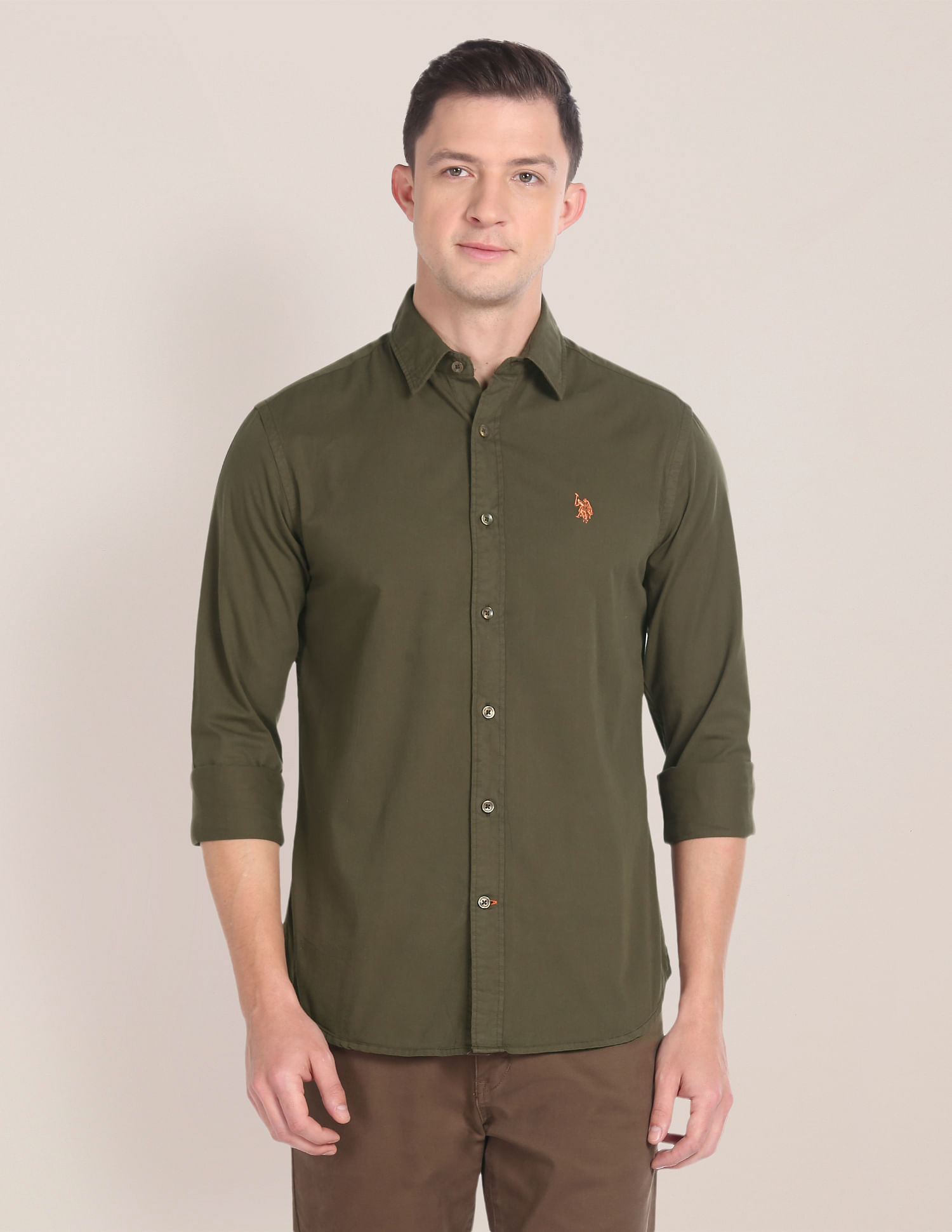U.S. Polo Assn. Solid Cotton Twill Shirt