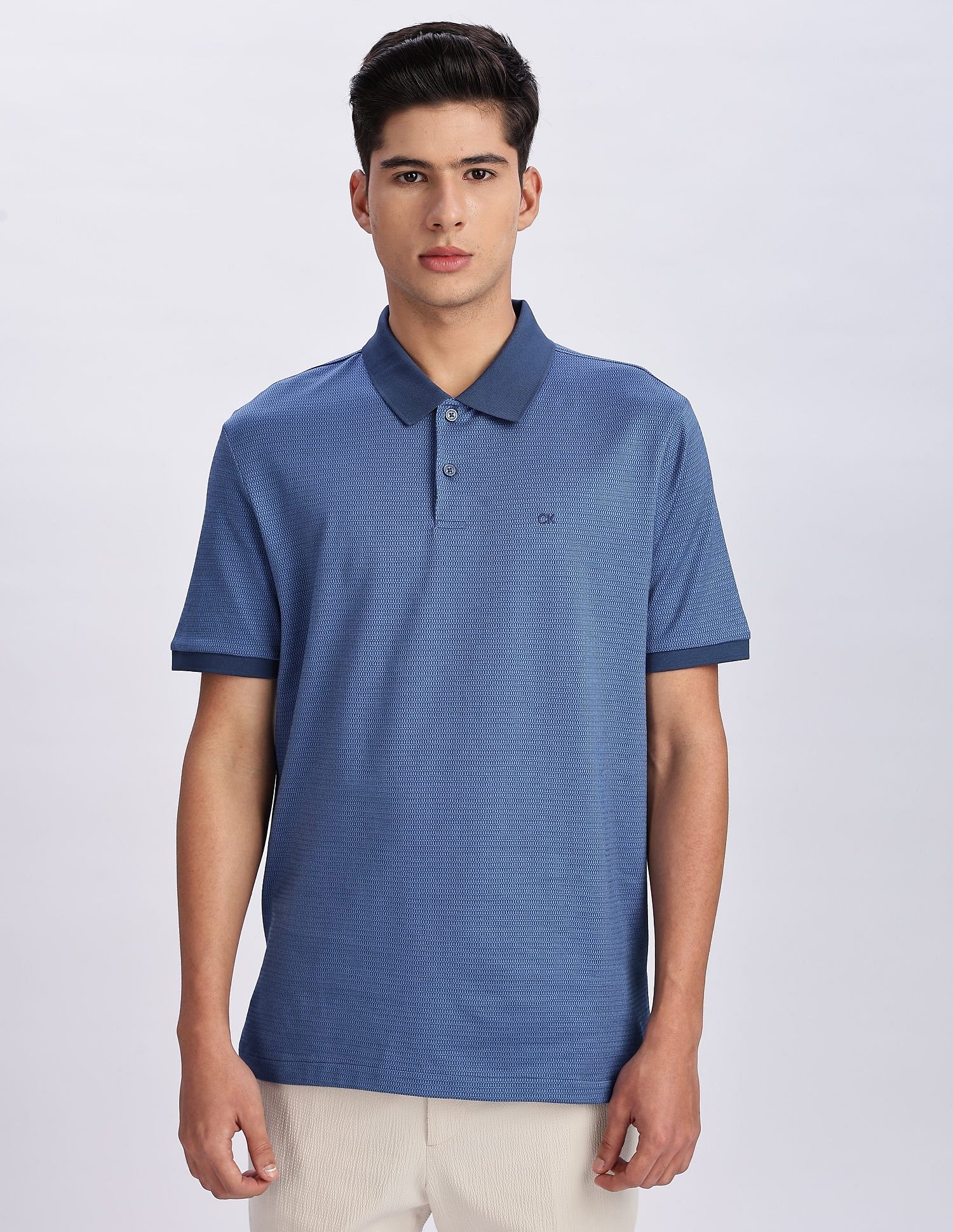 Calvin Klein Jeans Regular-Fit Geometric Cotton Polo Shirt