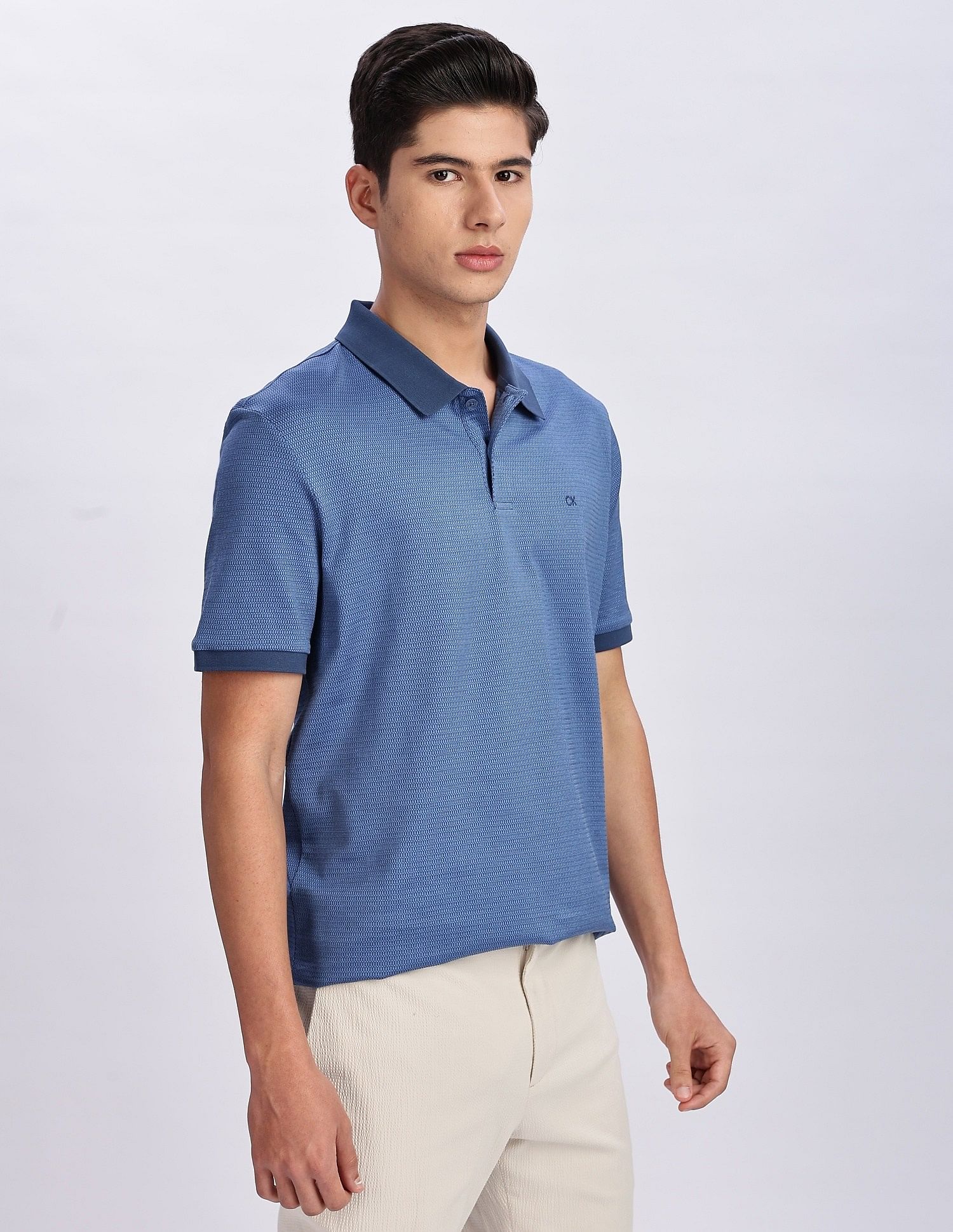 Calvin Klein Jeans Regular-Fit Geometric Cotton Polo Shirt