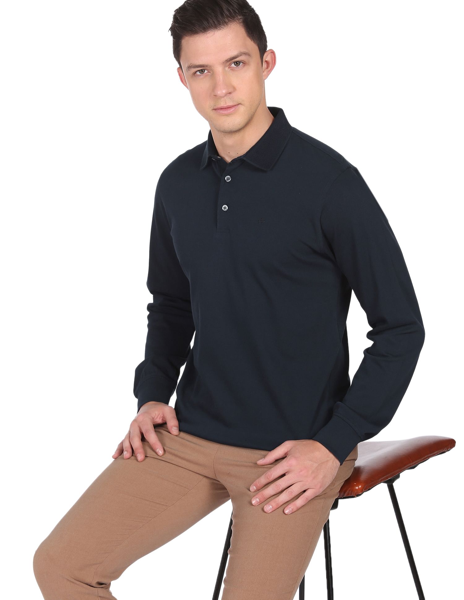 Buy Arrow Long Sleeve Pique Polo Shirt NNNOW