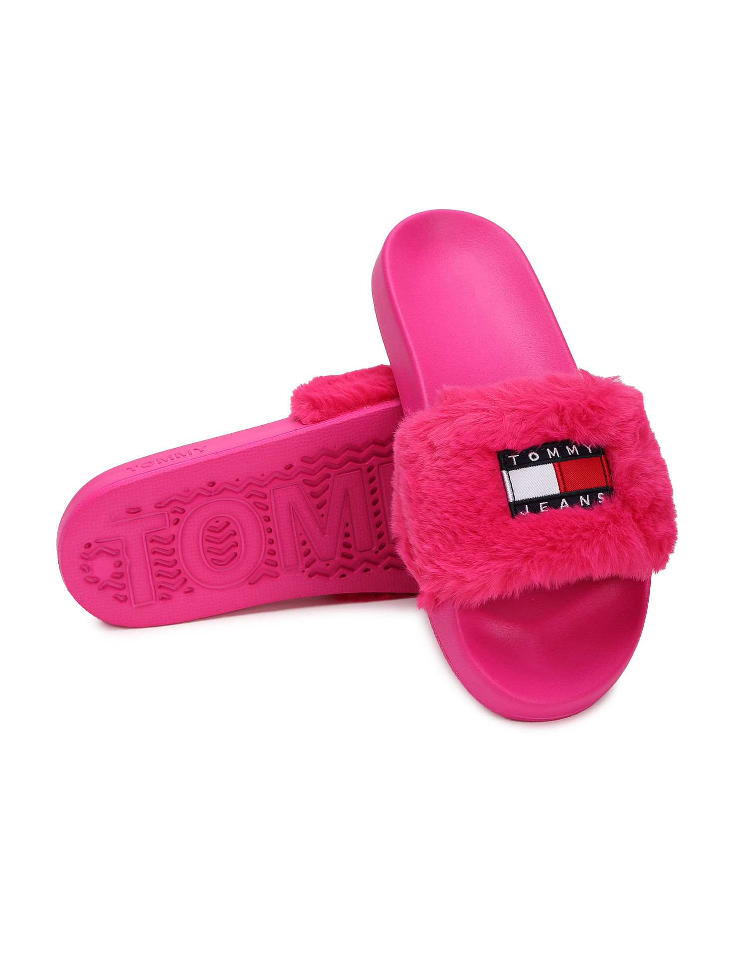 Fluffy tommy hilfiger slides new arrivals