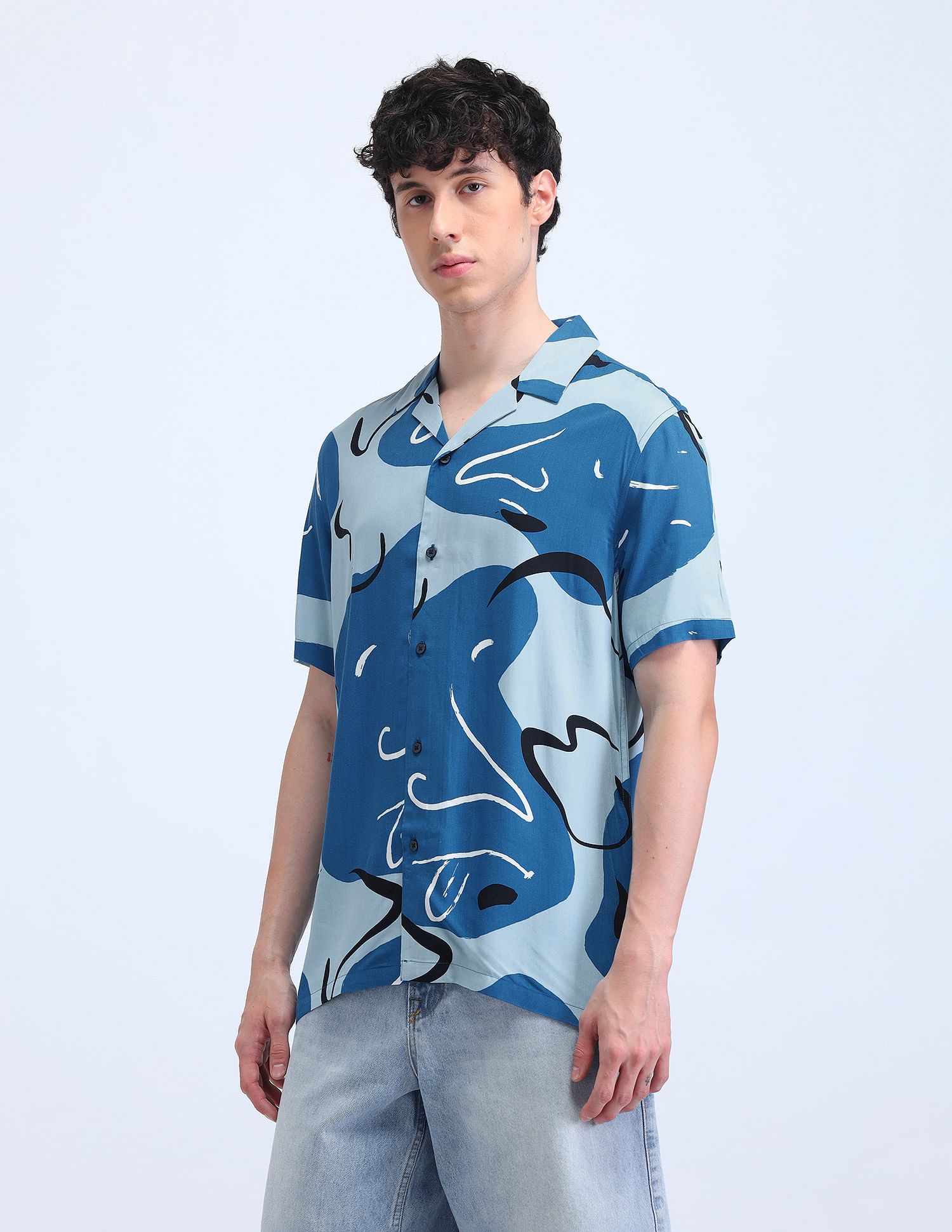 Flying Machine Abstract Pattern Regular Shirt