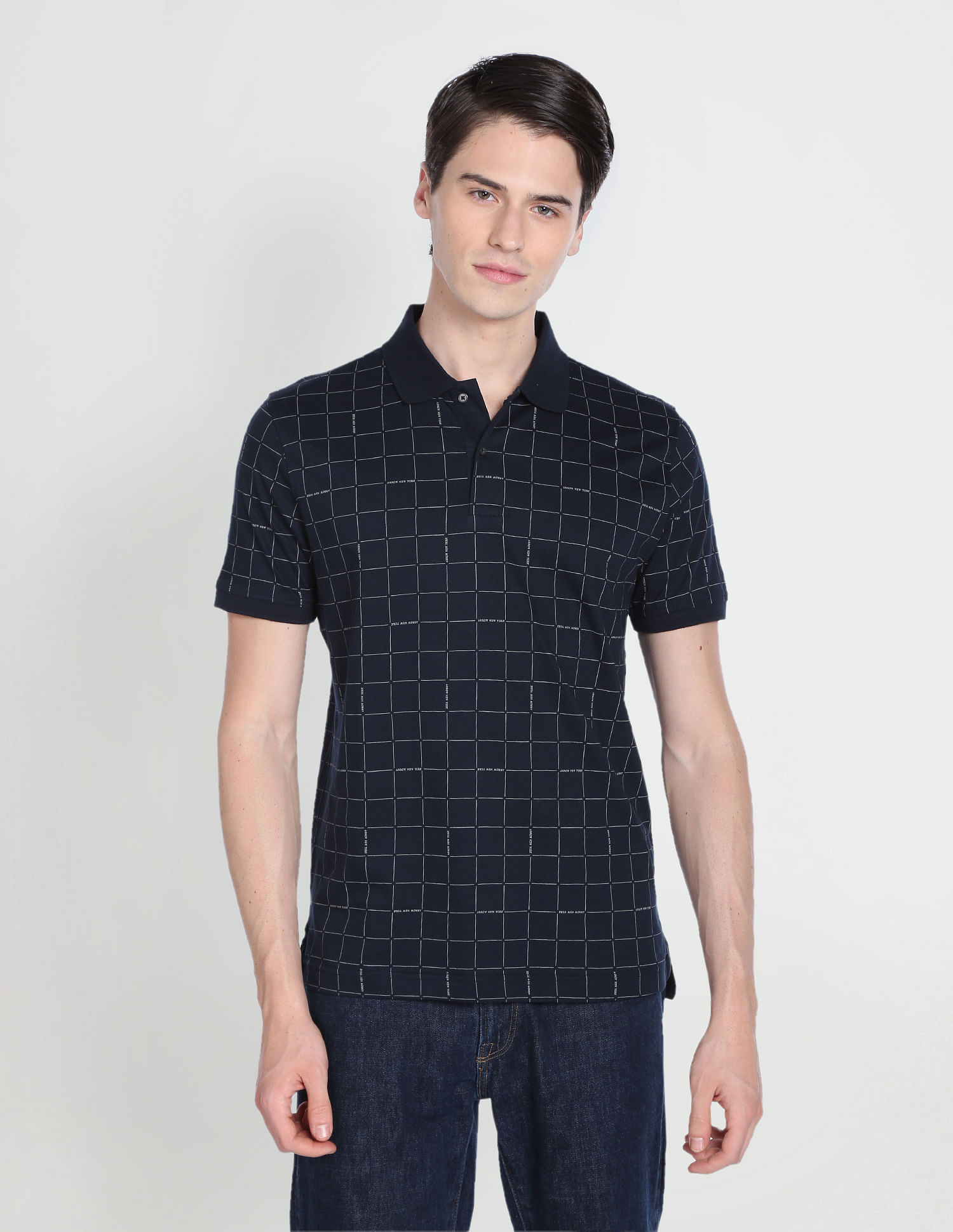 Arrow Newyork Windowpane Check Polo Shirt