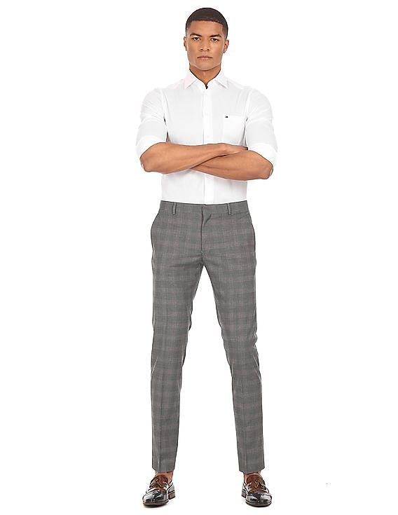 Mens Plaid Check Casual Pants Formal Smart Office Slim Fit Pants Trousers  US  eBay