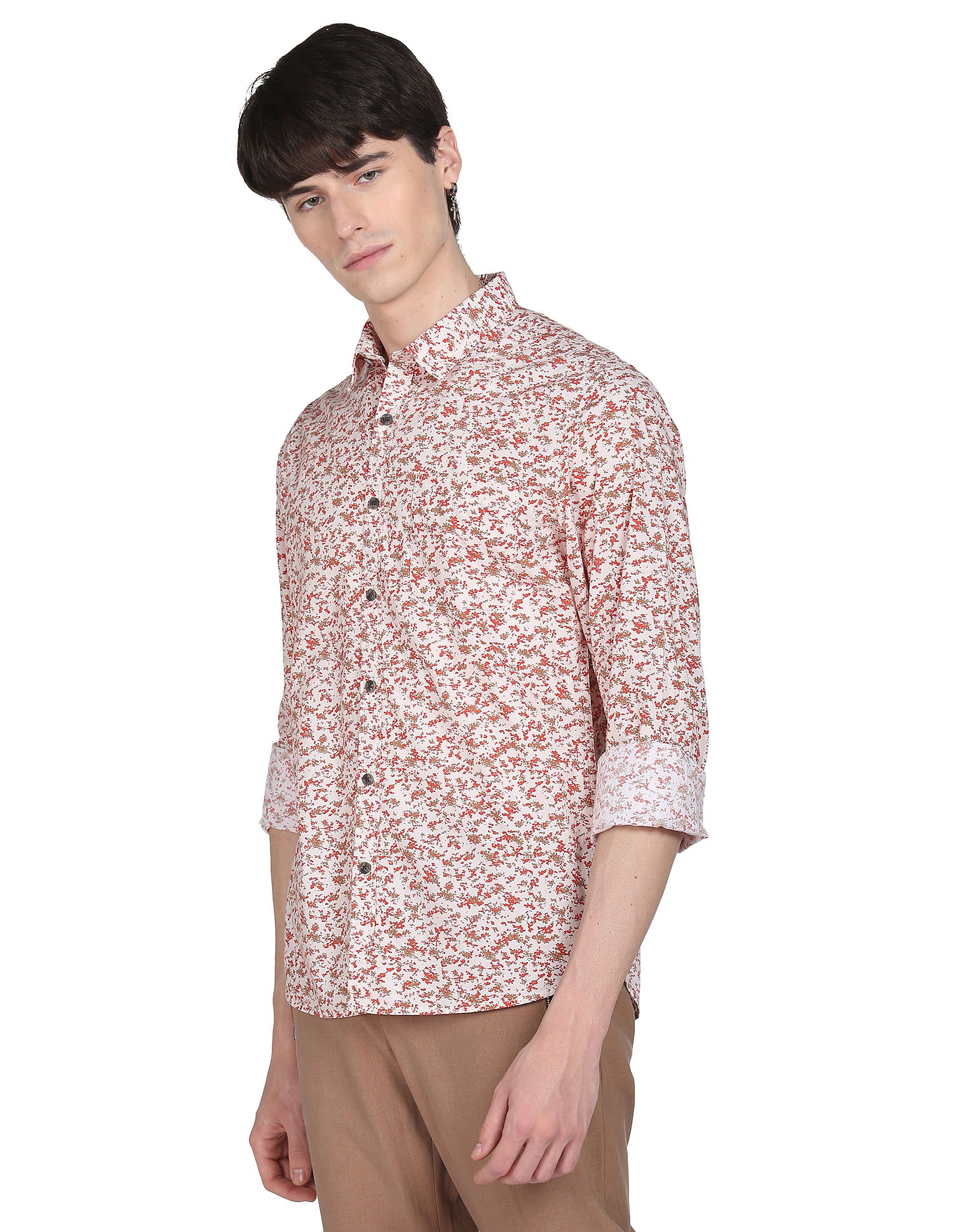 Flying Machine Abstract Print Cotton Shirt