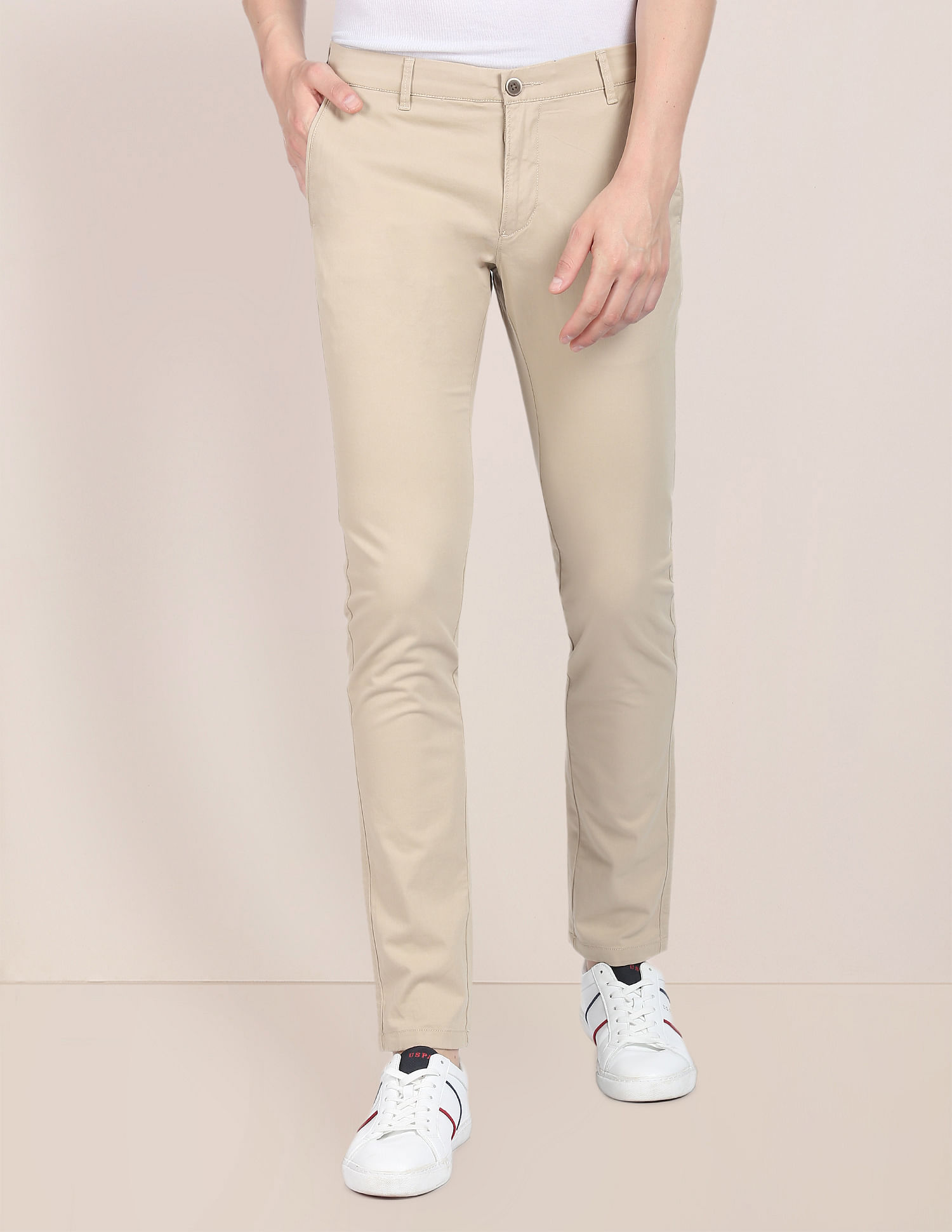 Buy Men Black Solid Low Skinny Fit Casual Trousers Online - 494889 | Peter  England