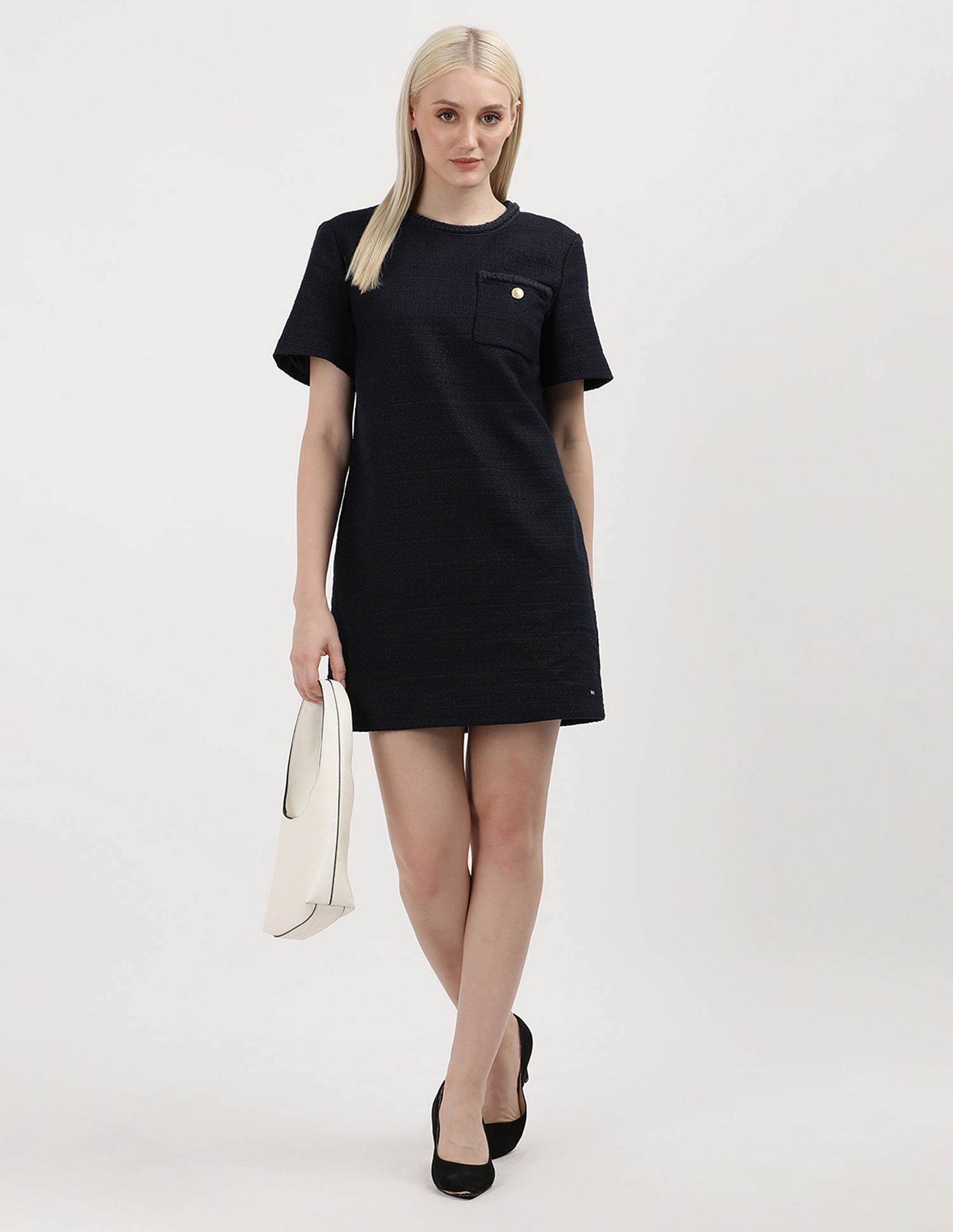 Tommy Hilfiger Tweed Co-Mix Short Shift Dress