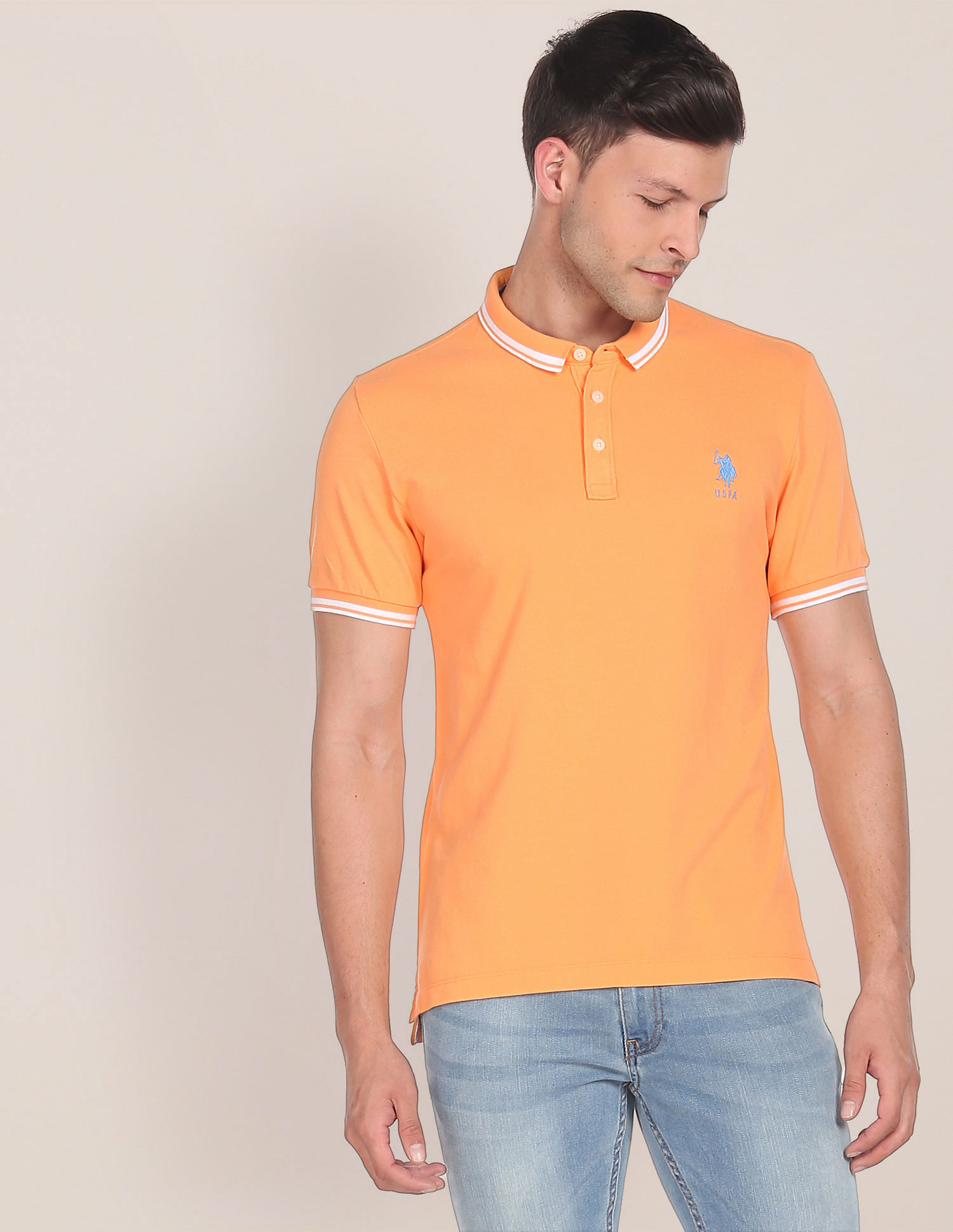 Orange color polo shirt best sale