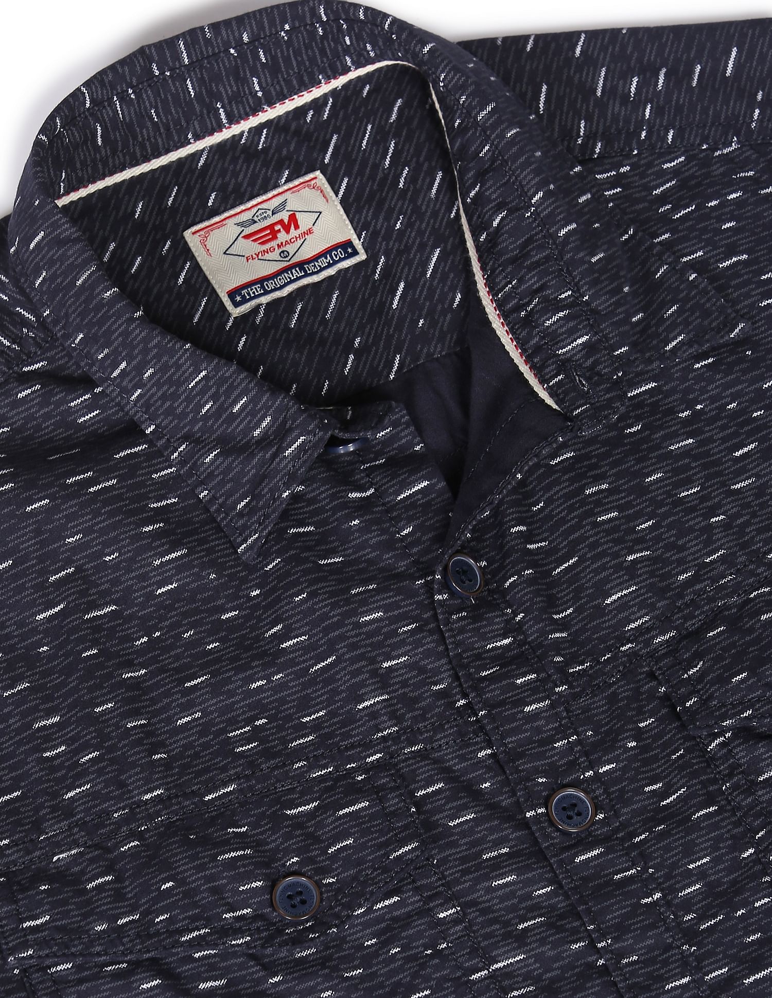 Flying Machine Spread Collar Abstract Print Shirt
