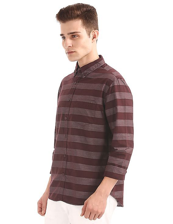 Aeropostale Horizontal Stripe Button Down Shirt
