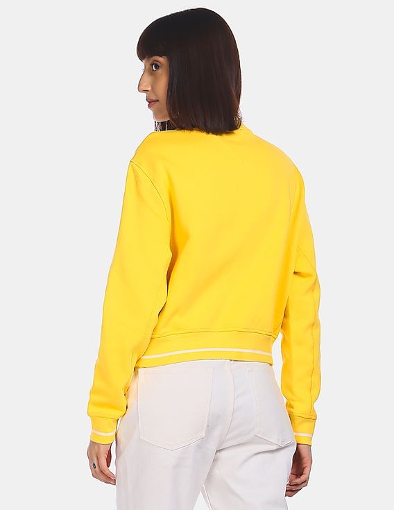【GRAVER】22FW★ Small Yellow Lettering Logo Sweatshirt GRAFFITI PRINT SWEATSHIRT - Yellow | ZARA UAE - Dubai