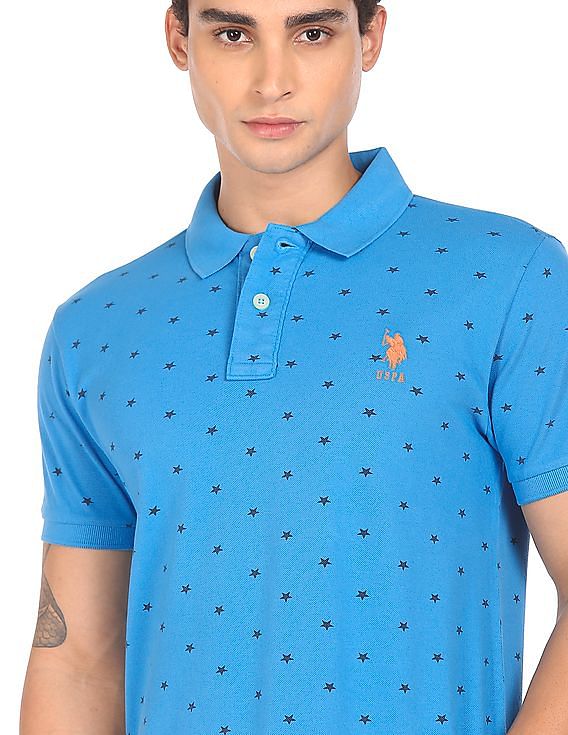 U.S. Polo Assn. Ribbed Collar Printed Polo Shirt