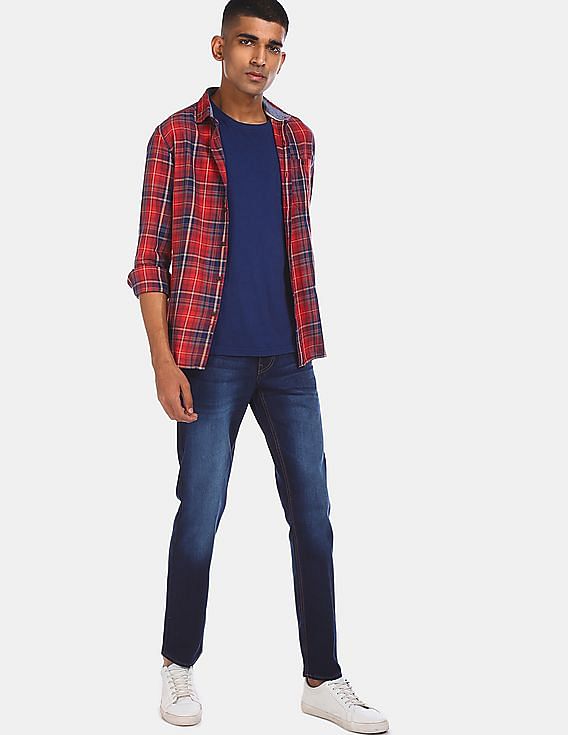 flying machine red check shirt