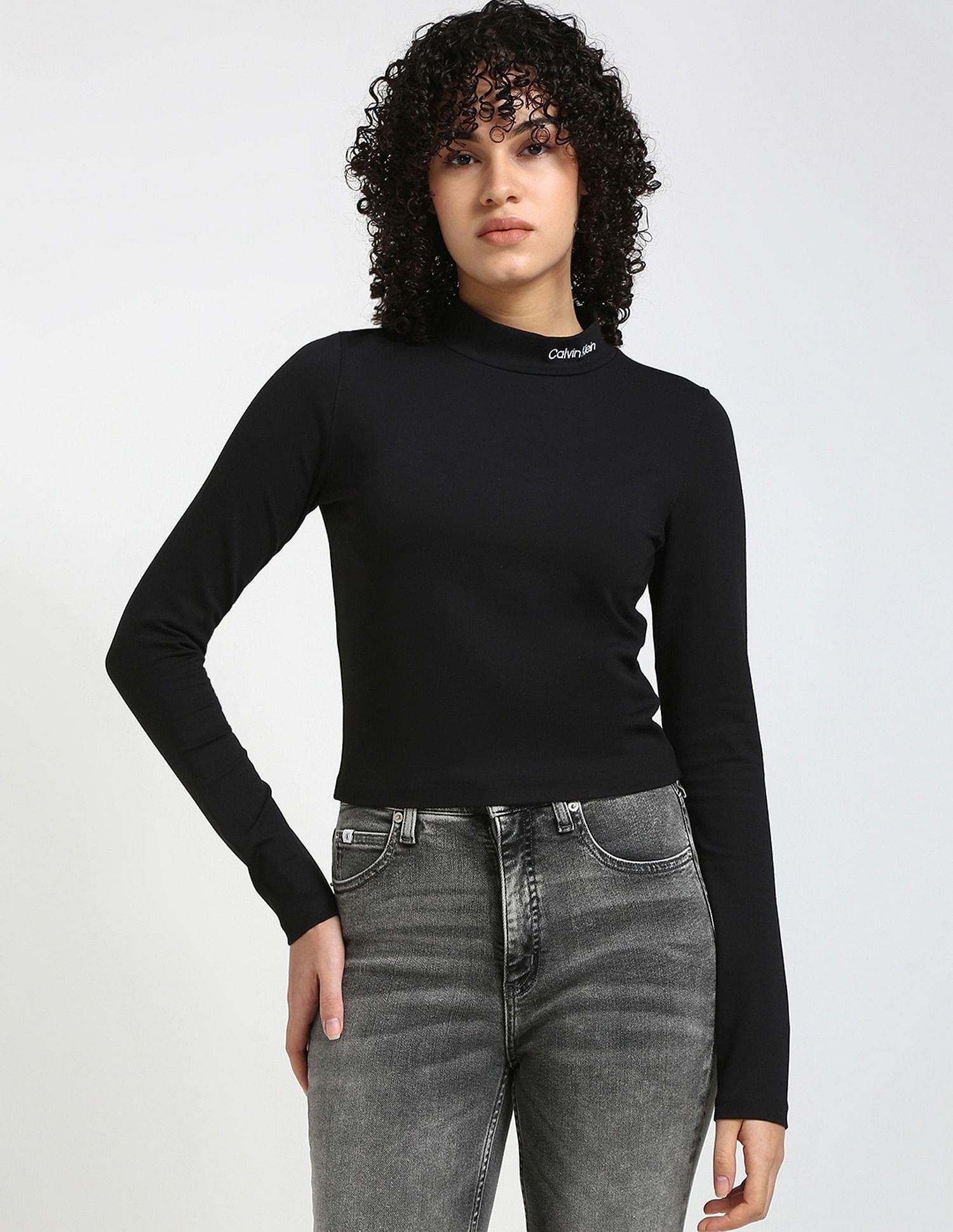 Calvin Klein Jeans Slim-Fit Viscose Mock Neck Top