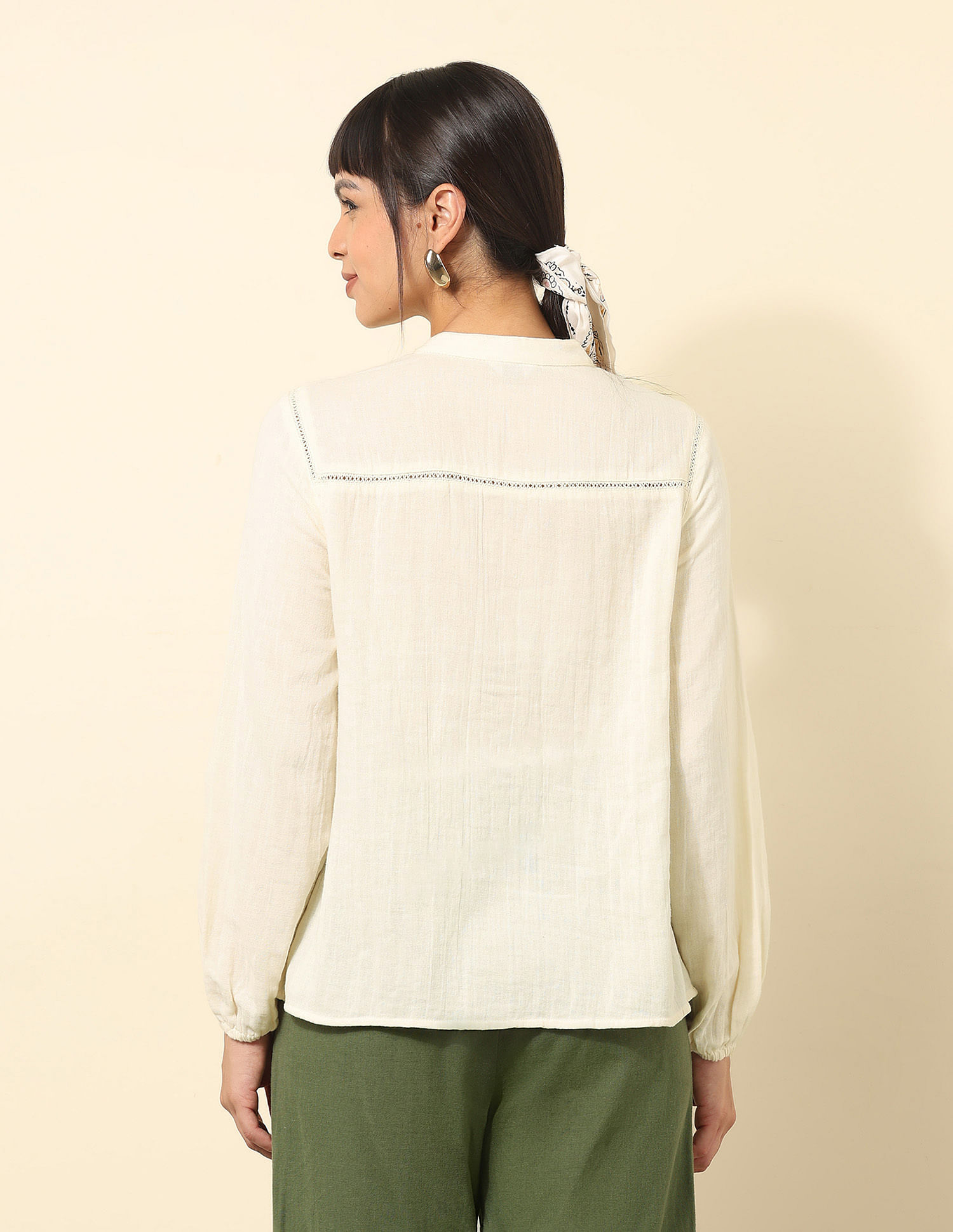U.S. Polo Assn. Women Lace Detailed Solid Shirt