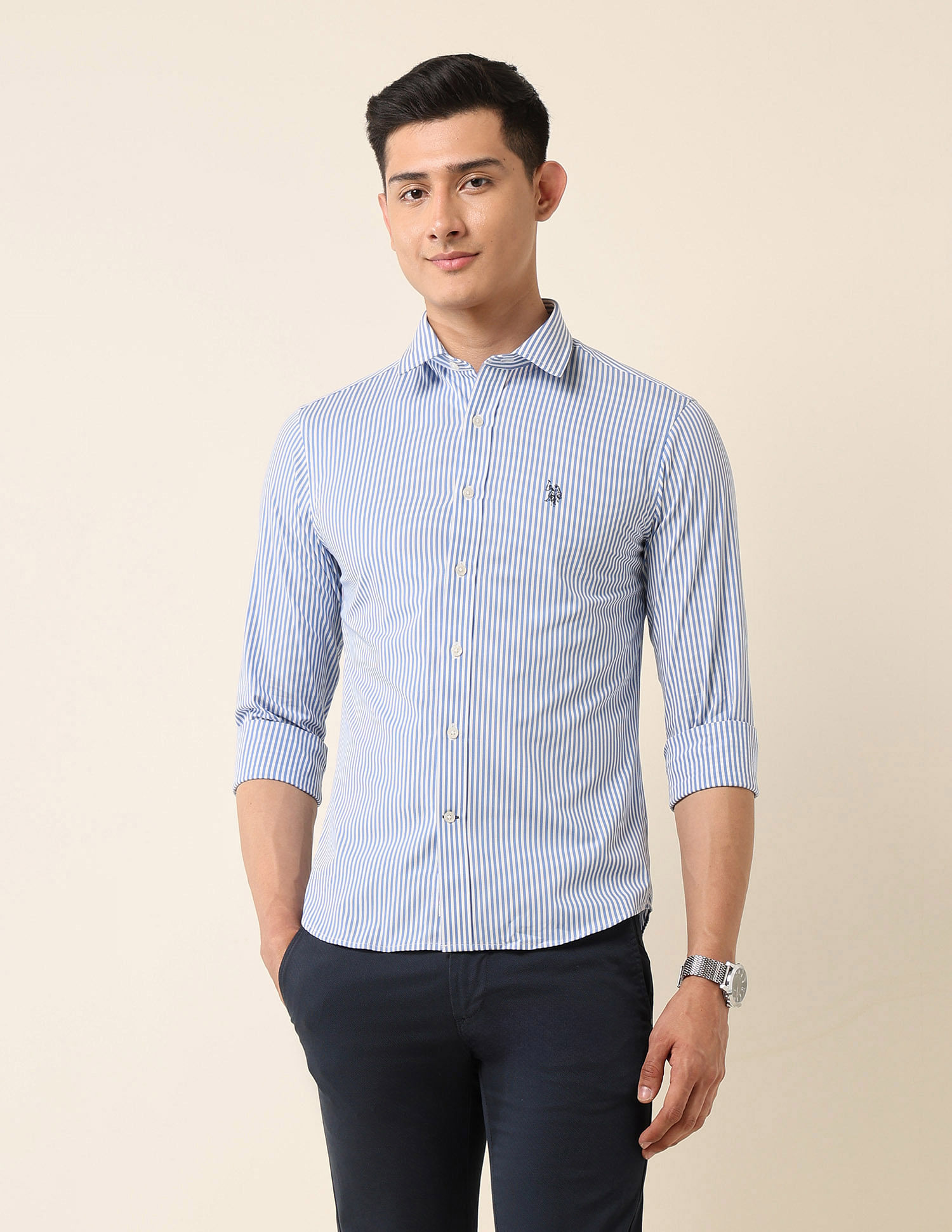 U.S. Polo Assn. Tailored Fit Vertical Striped Shirt