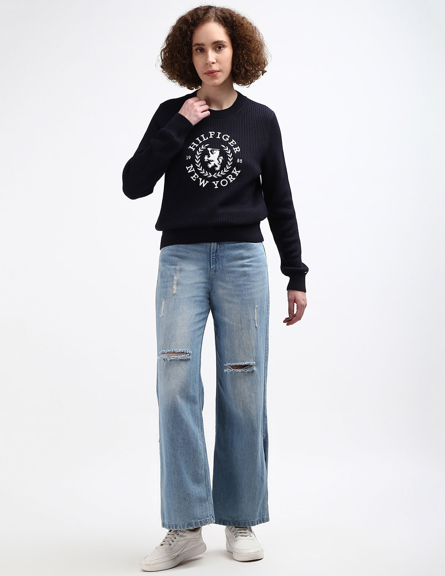 Tommy Hilfiger Embroidered Crest Crew Neck Sweater