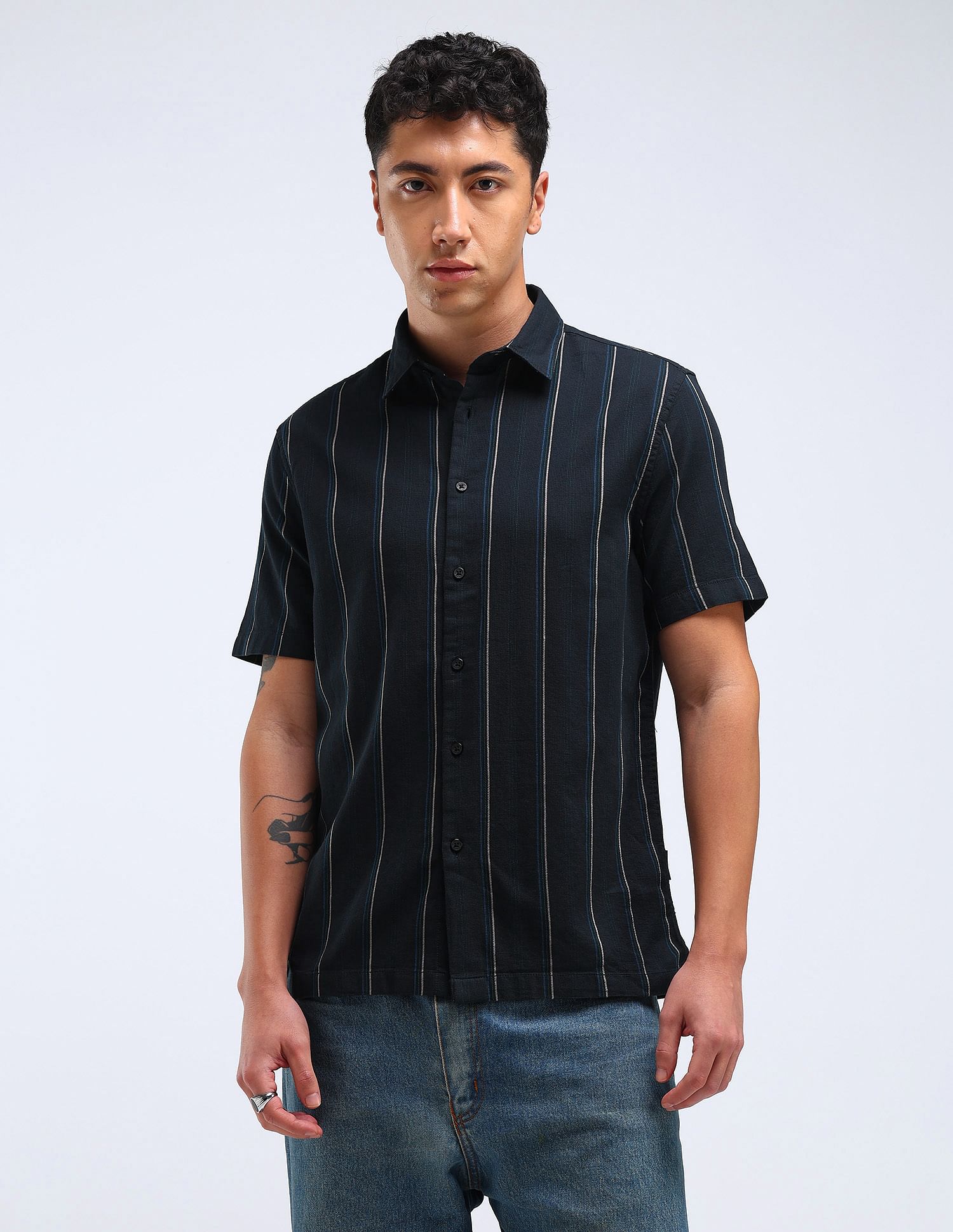 Flying Machine Vertical Stripe Dobby Shirt
