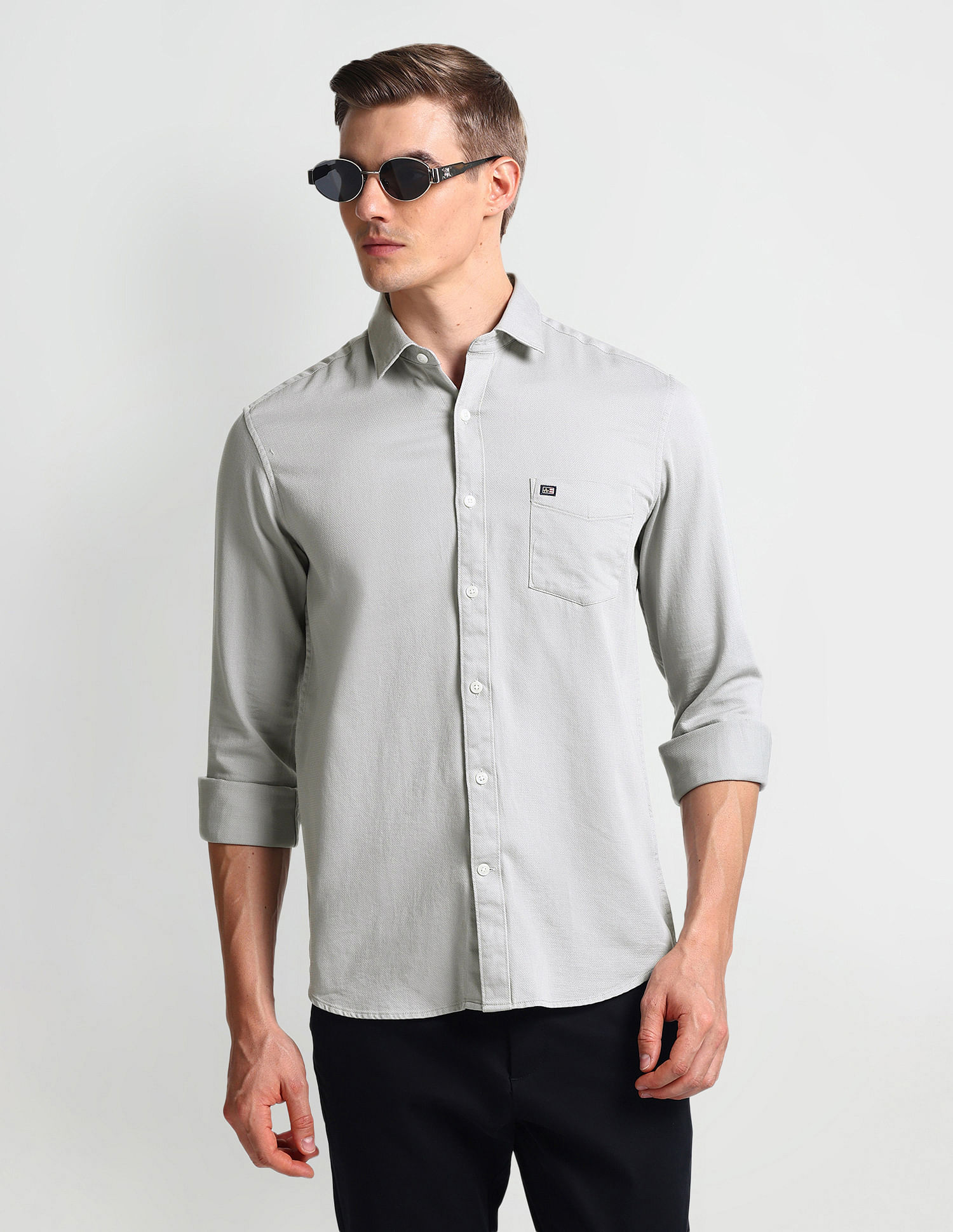 Arrow Sports Solid Dobby Shirt