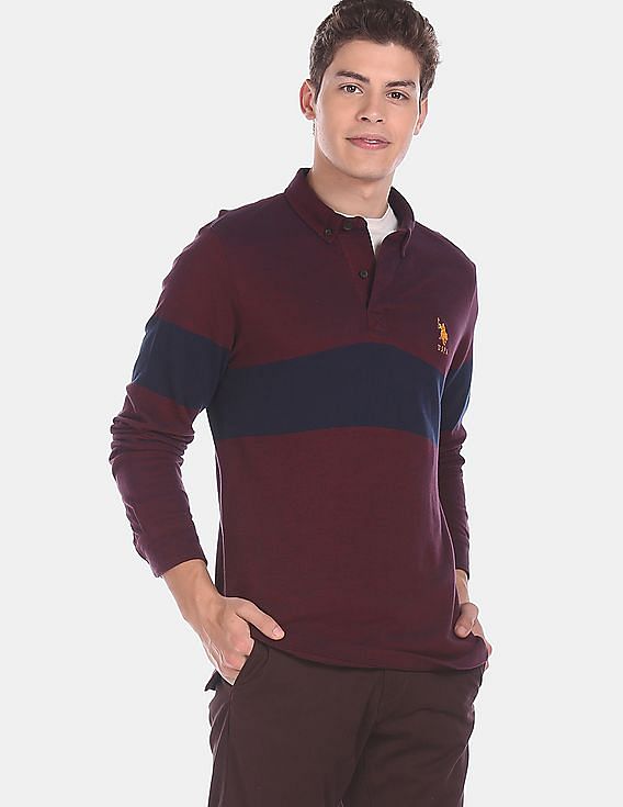 mens burgundy polo shirt long sleeve