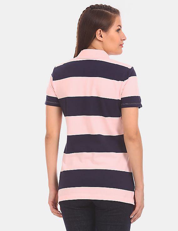 Tシャツ・カットソー Palomawool Women's Rugby Polo Style Shirt TD6702-120 Buy Tommy Hilfiger Women Pink Heritage Birch Short Sleeve