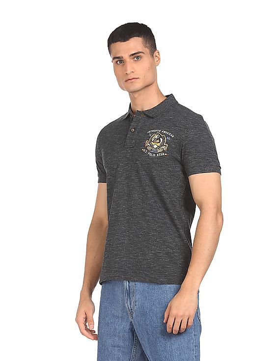 U.S. Polo Assn. Denim Co. Brand Print Heathered Polo Shirt