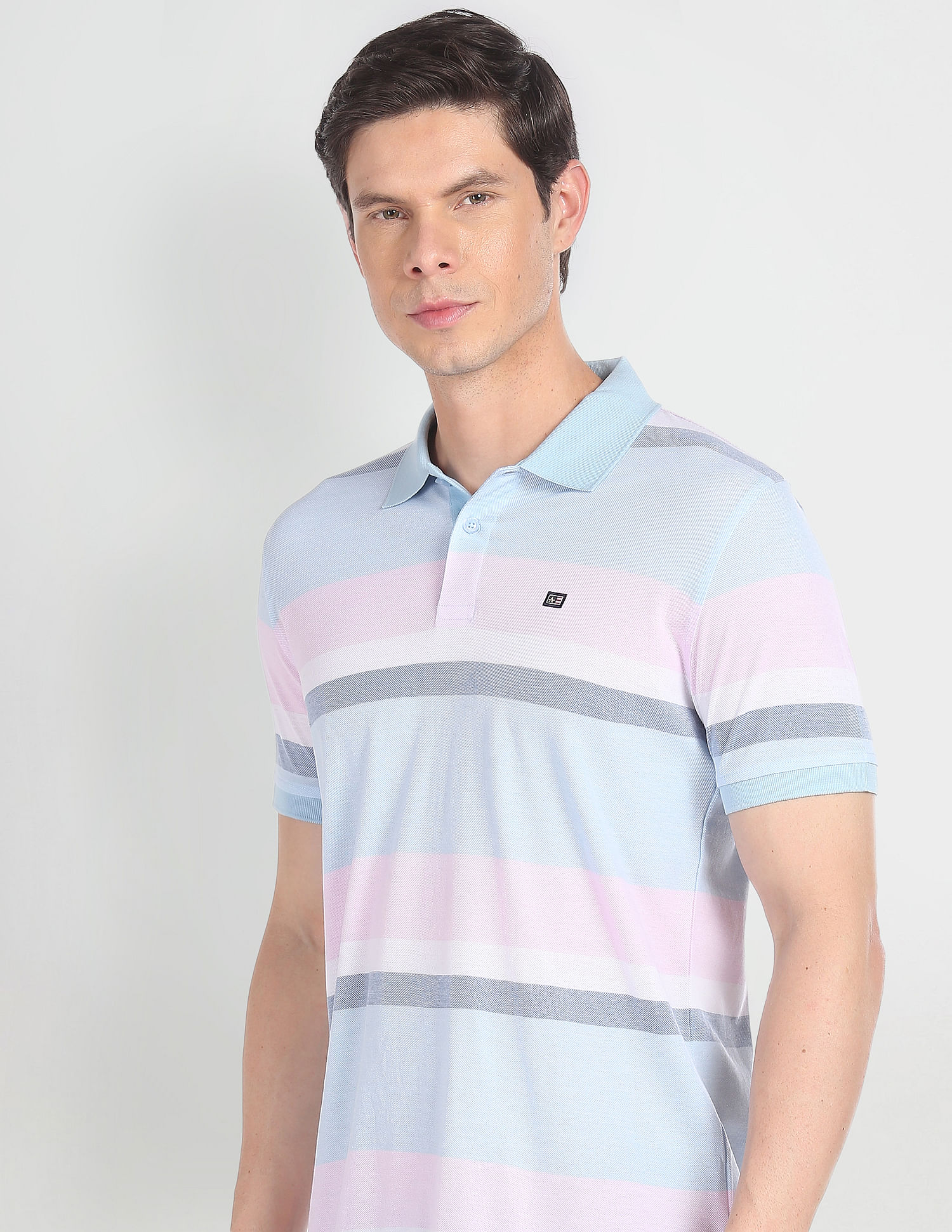 Arrow Sports Mercerised Cotton Horizontal Stripe Polo Shirt