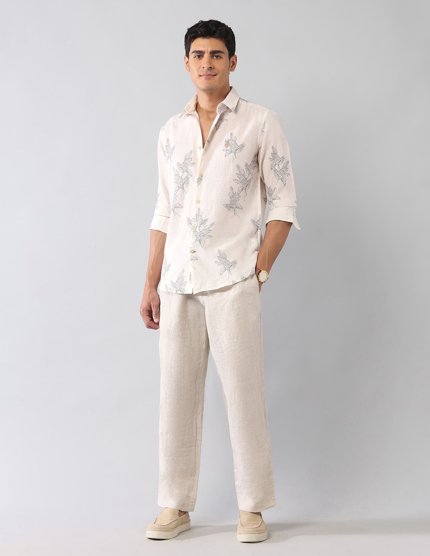 U.S. Polo Assn. Denim Co. Tropical Printed Poplin Regular Fit Shirt