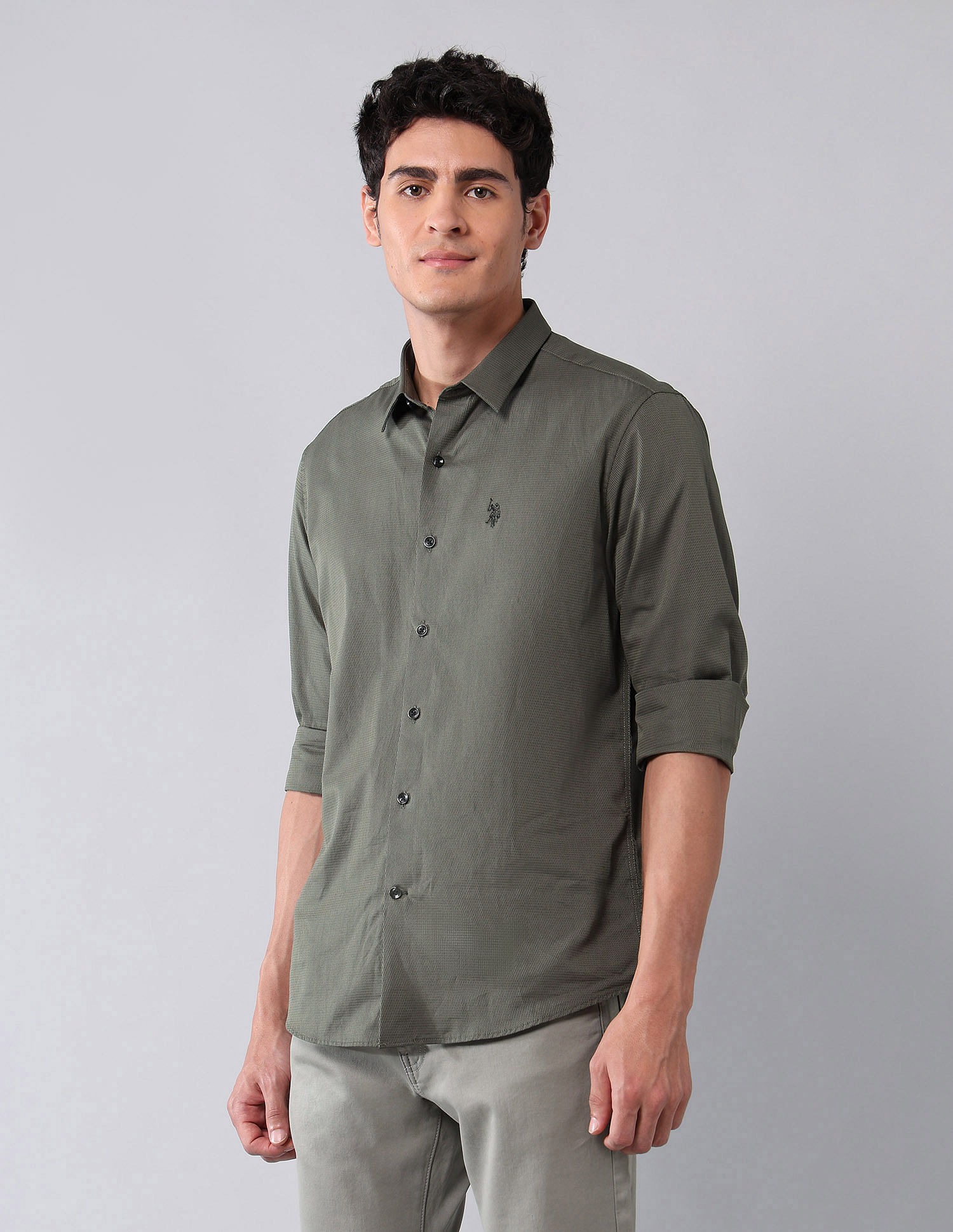 U.S. Polo Assn. Denim Co. Pure Cotton Regular Fit Dobby Shirt