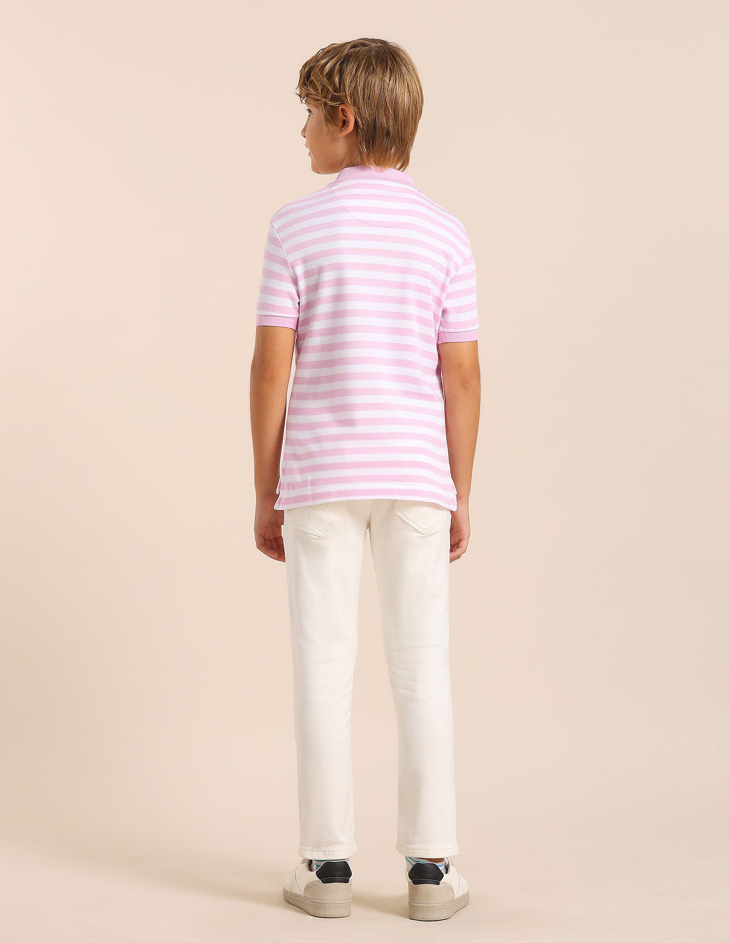 U.S. Polo Assn. Kids Boys Horizontal Striped Regular Fit Polo T shirt