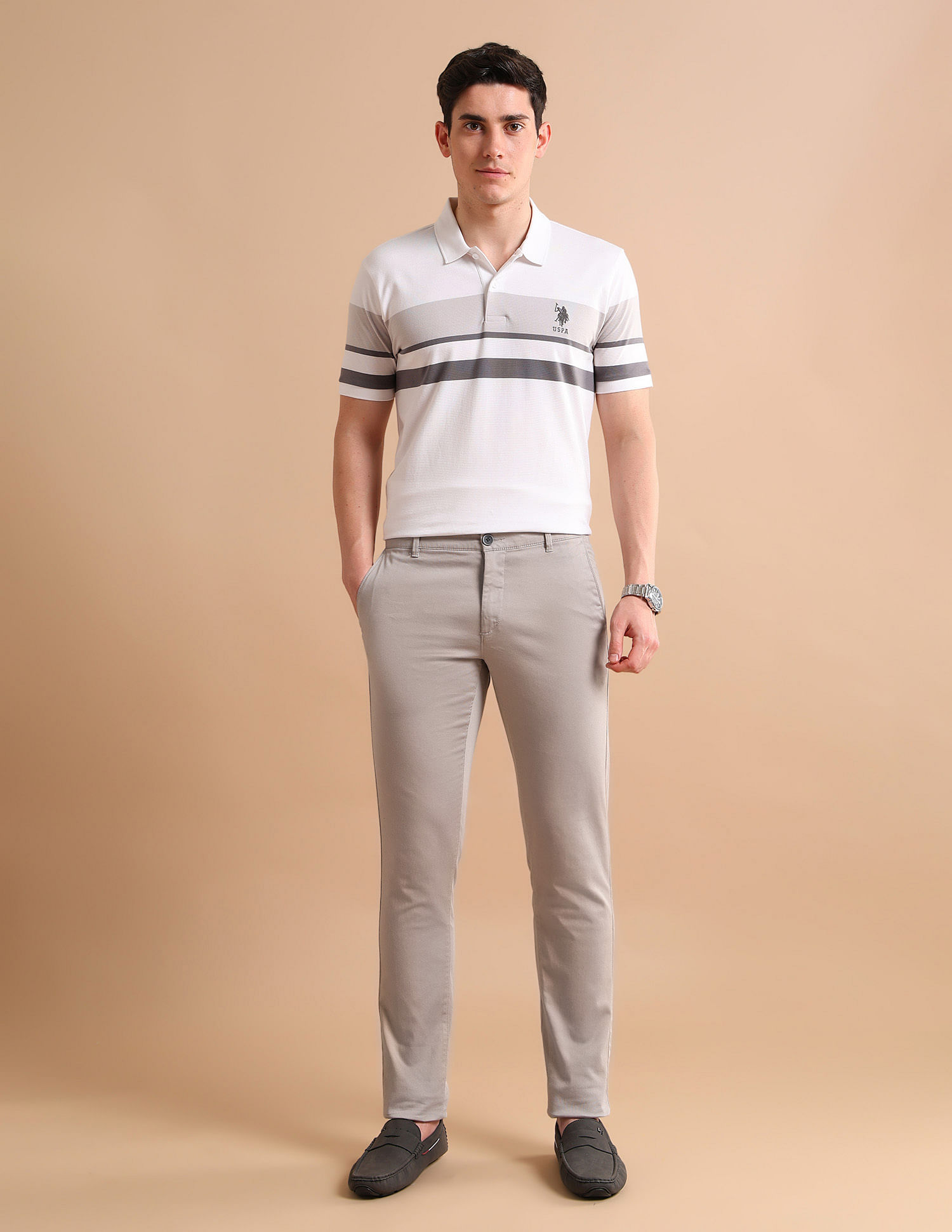 U.S. Polo Assn. Austin Regular Fit Cotton Stretch Printed Signature Trousers