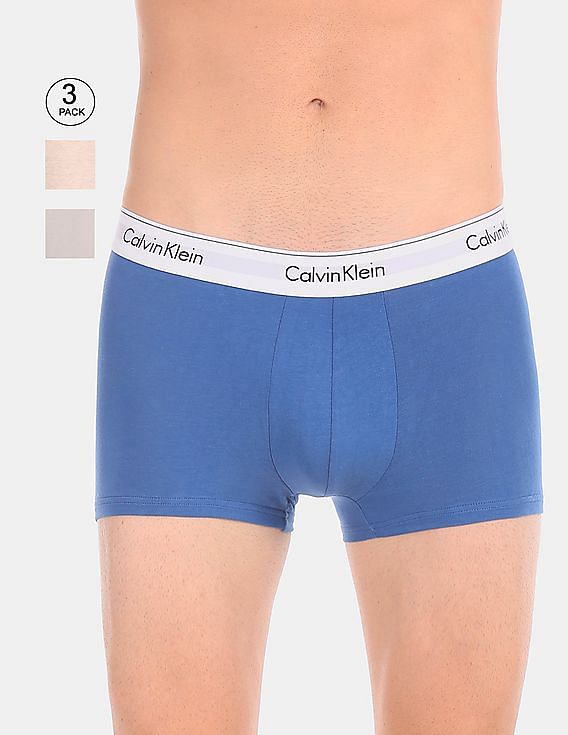 Buy Calvin Klein Underwear Men Assorted Mid Rise Solid Trunks - Pack Of 3 -  NNNOW.com