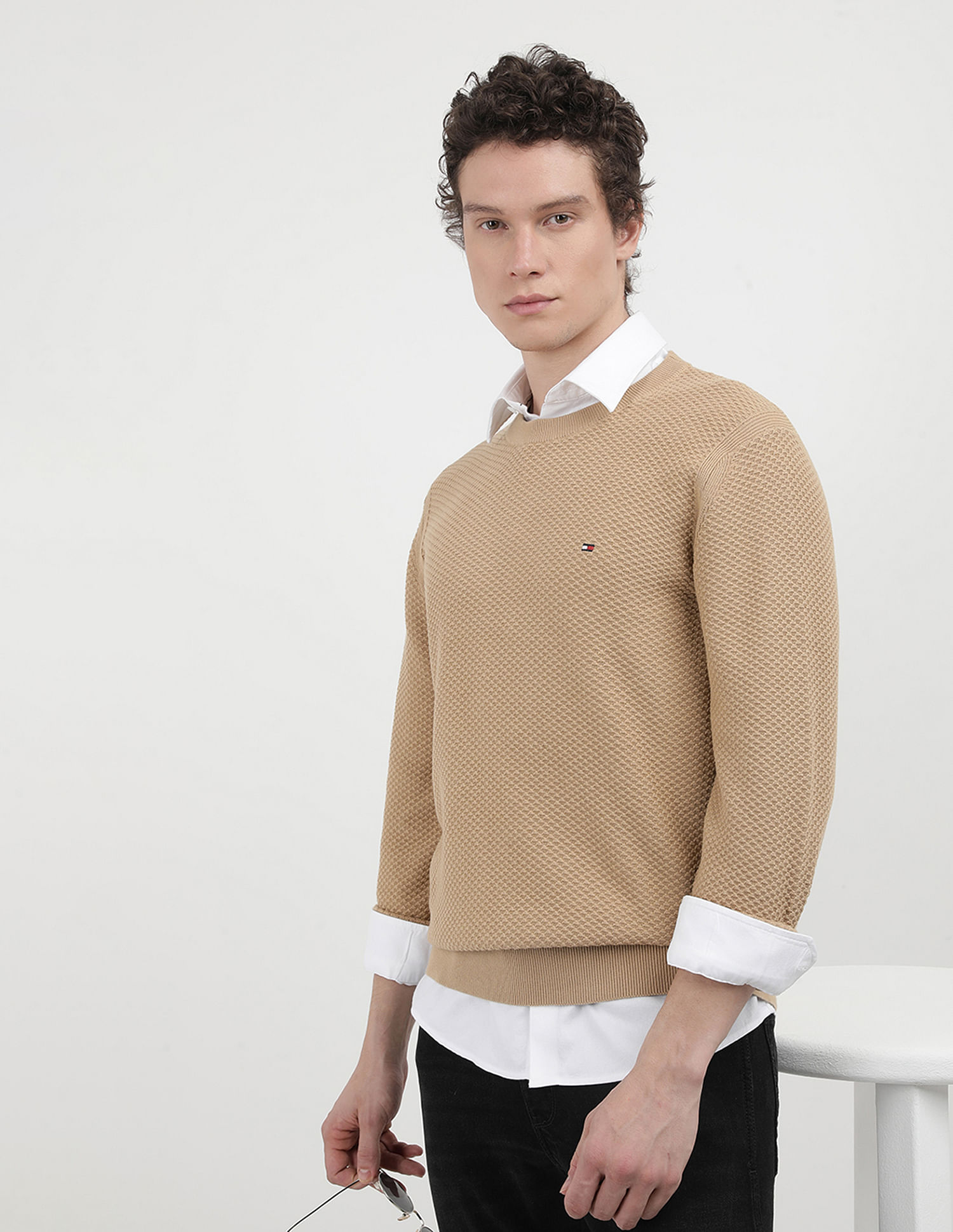 Tommy Hilfiger Oval Structure Crew Neck Sweater