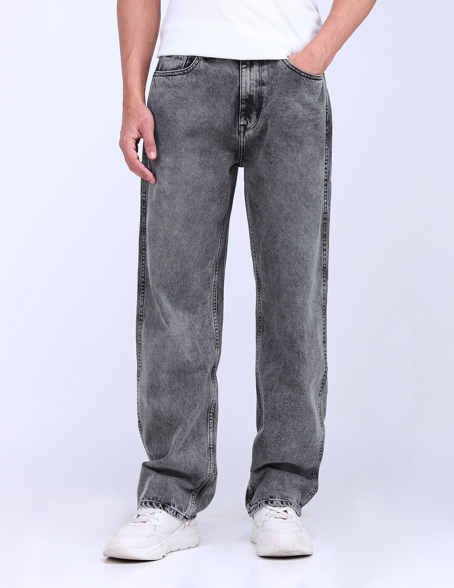 Flying Machine Cobain 90'S Loose Fit Stonewash Jeans