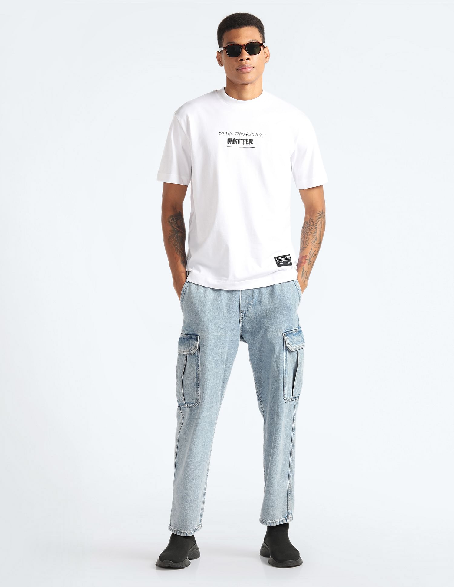 Flying Machine Graphic Foil Print Relaxed T-Shirt