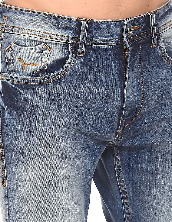 Flying Machine Distressed Michael Slim Tapered Fit Jeans