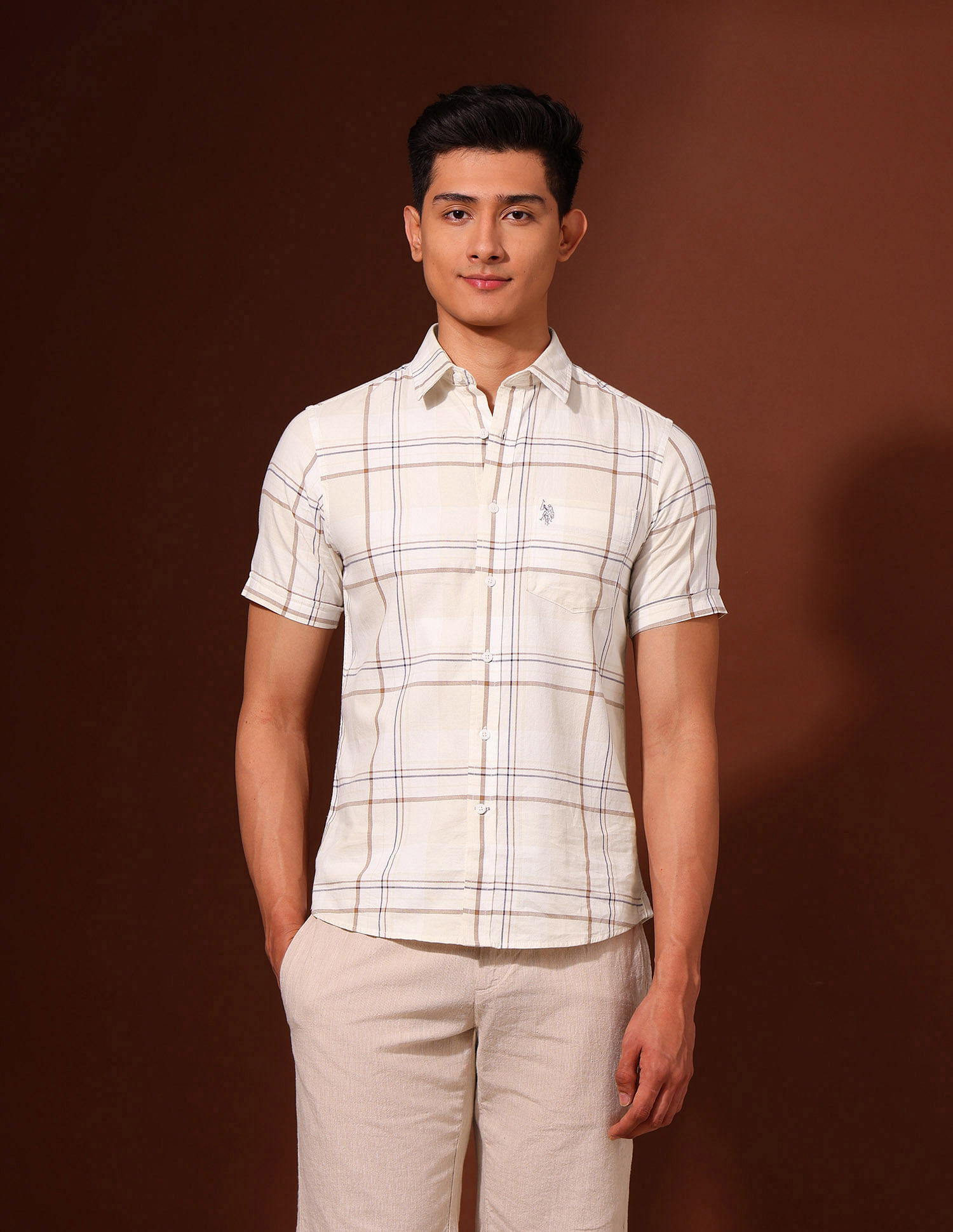 U.S. Polo Assn. Grid Tattersall Checked Pure Cotton Shirt