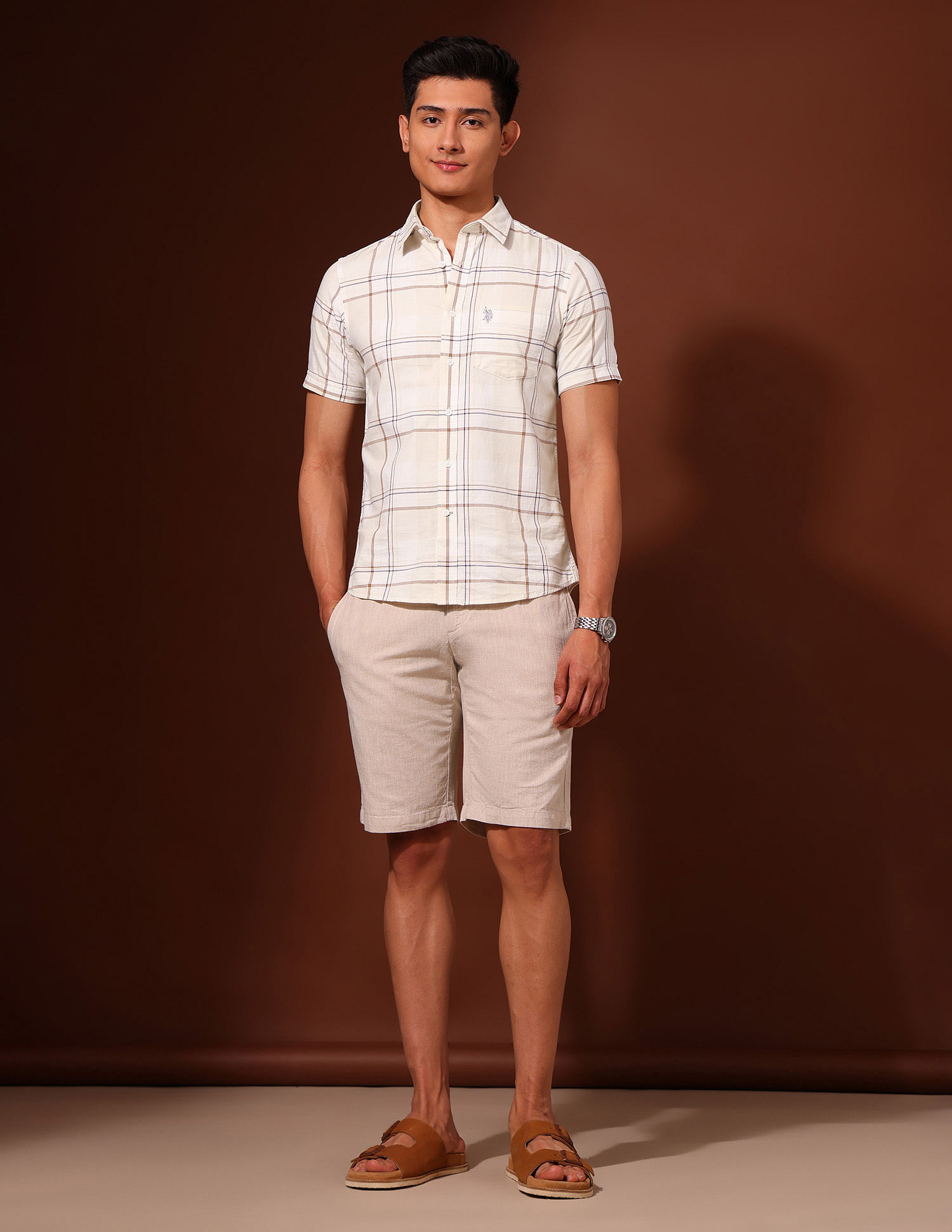 U.S. Polo Assn. Grid Tattersall Checked Pure Cotton Shirt