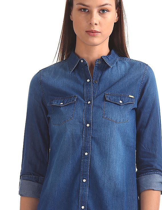 Relaxed Chambray Classic Shirt for Women | Old Navy