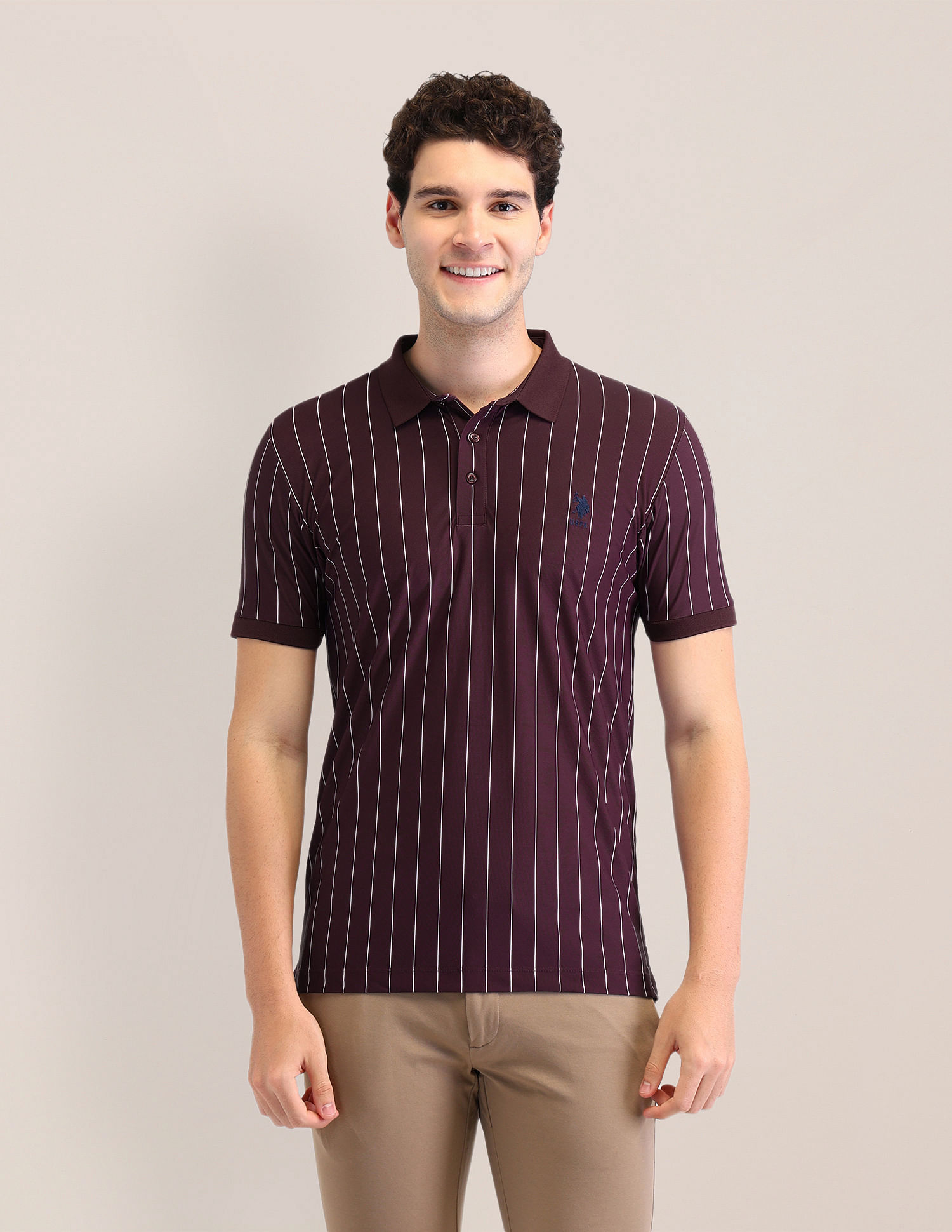 U.S. Polo Assn. Vertical Striped Slim Fit Polo Shirt