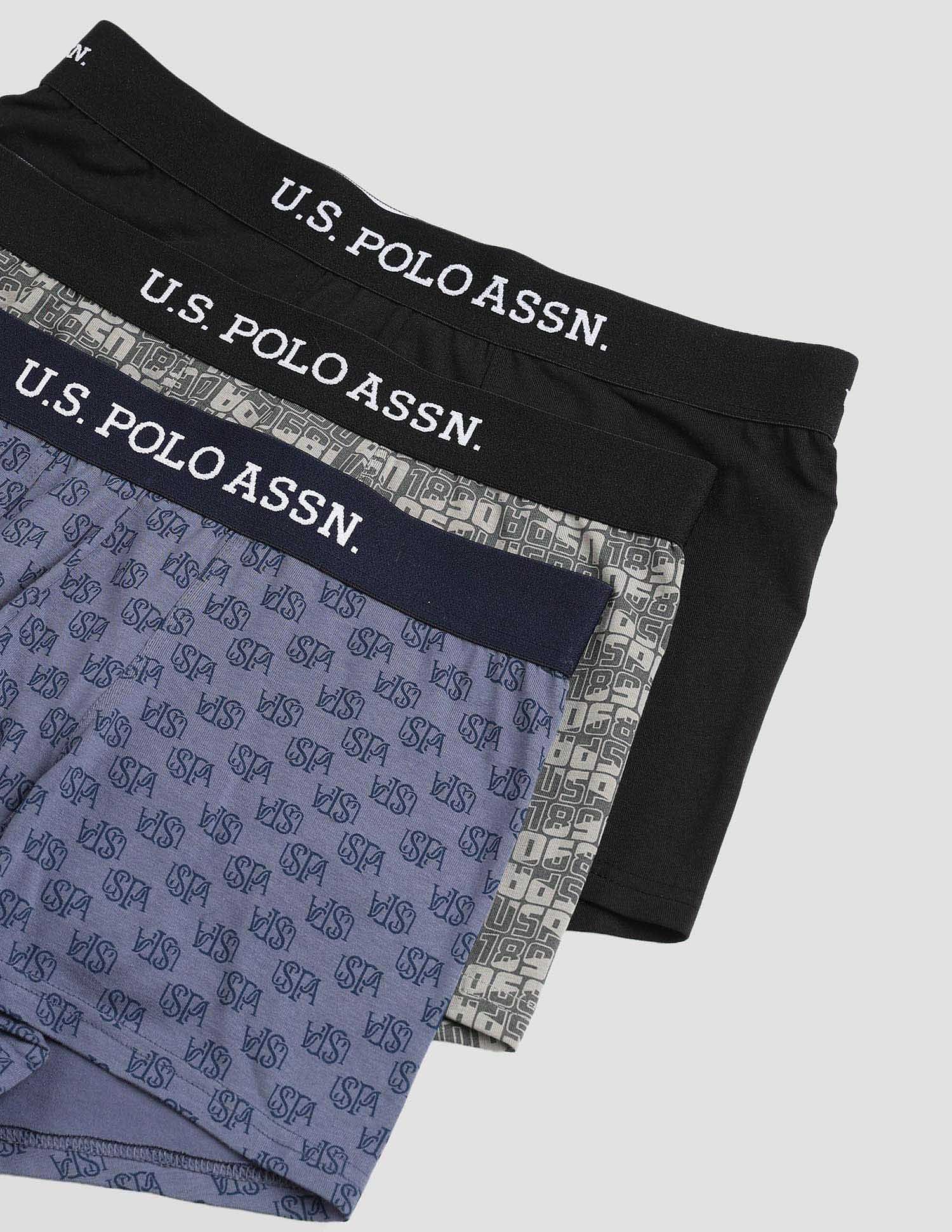 USPA Innerwear Anti Microbial Printed OET14 Trunks - Pack Of 3