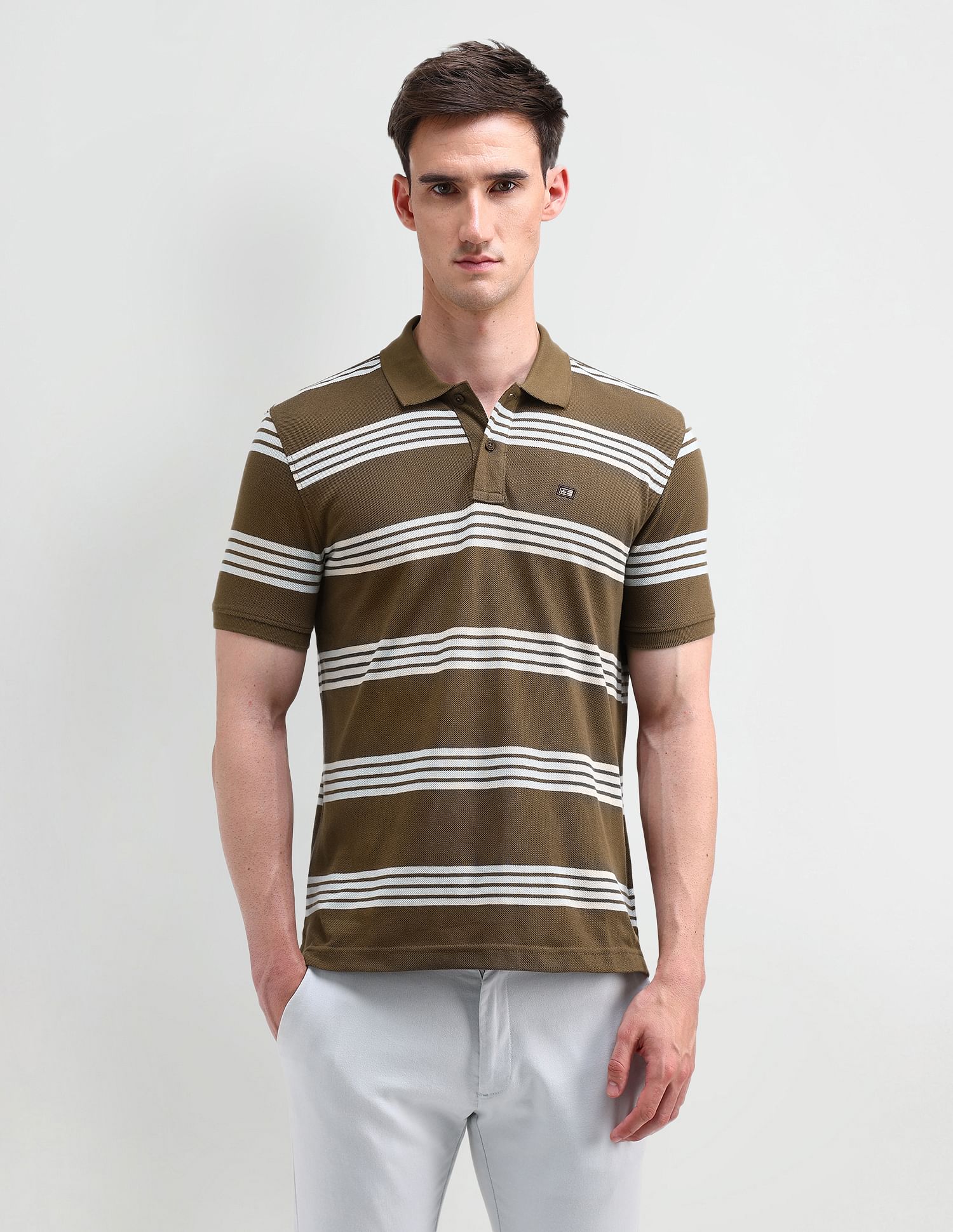 Arrow Sport Horizontal Striped Regular Fit Polo Shirt